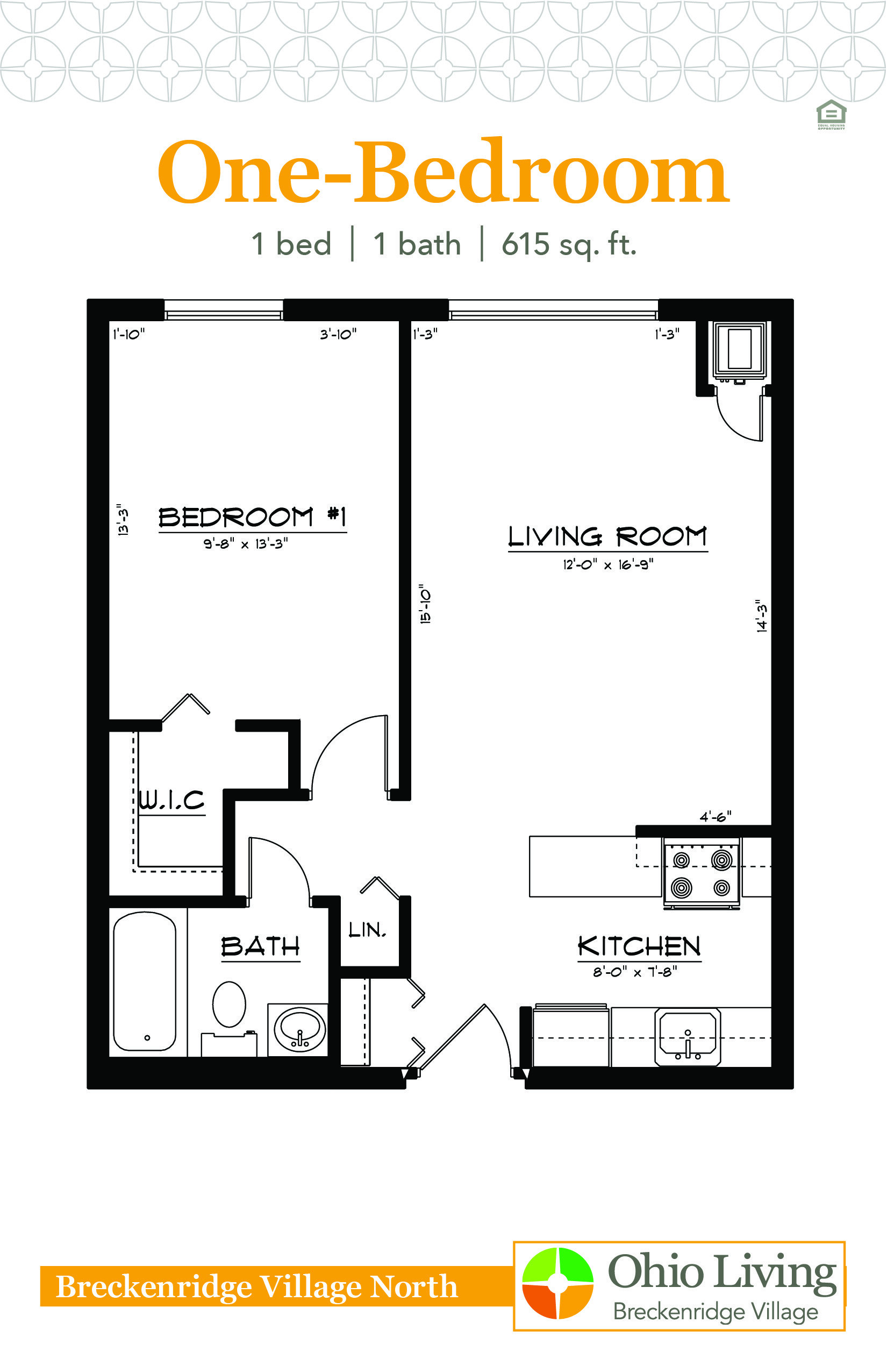 OLBV North Apartments Floor Plan One Bedroom-1