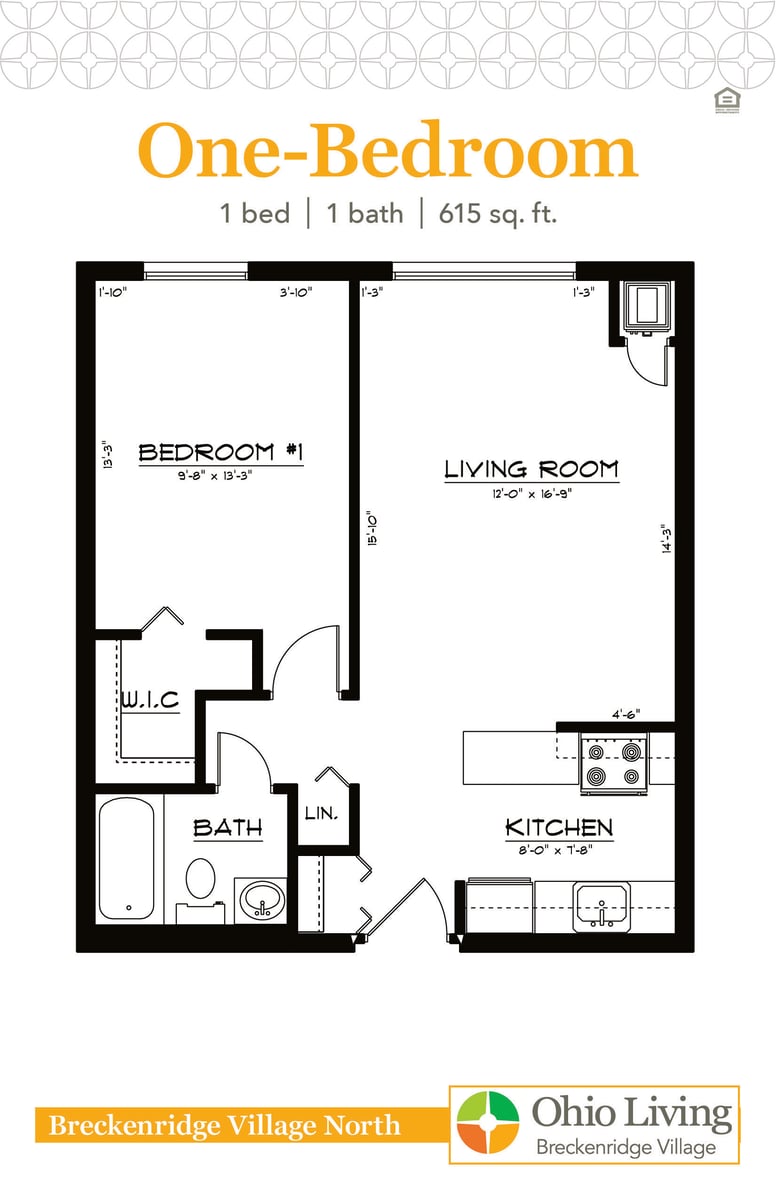 OLBV North Apartments Floor Plan One Bedroom-1