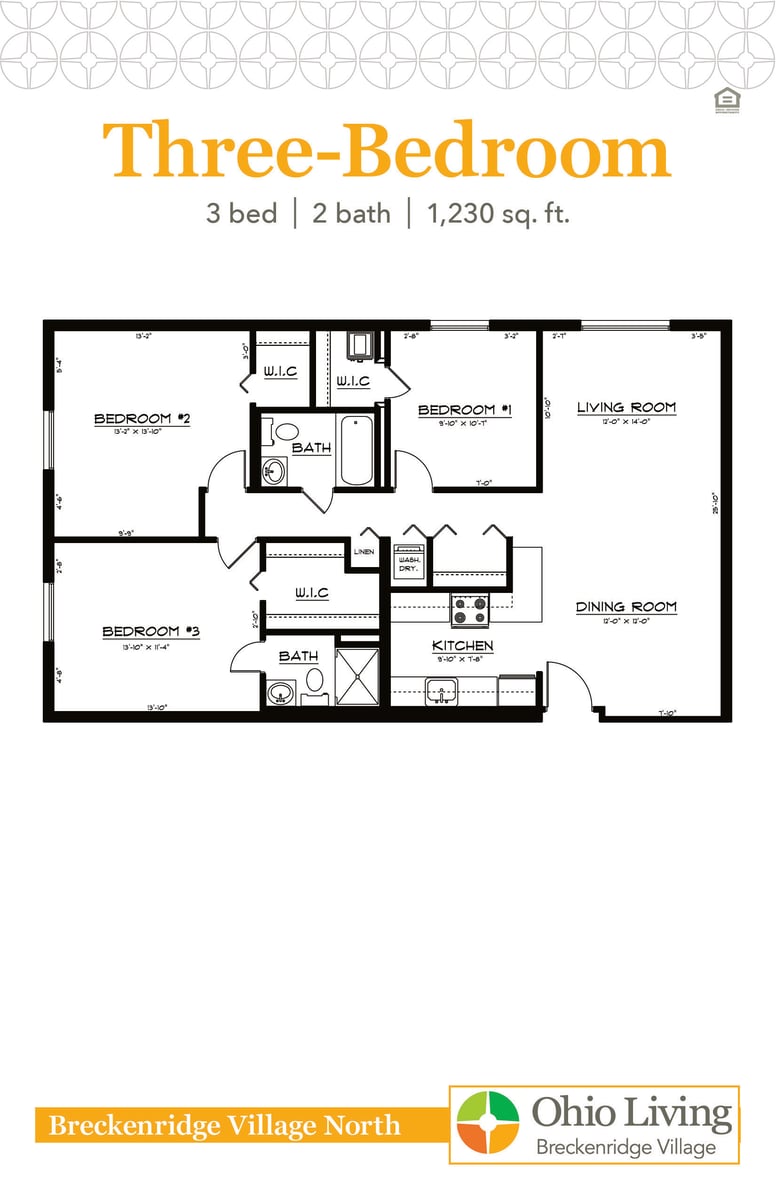 OLBV North Apartments Floor Plan Three Bedroom-1