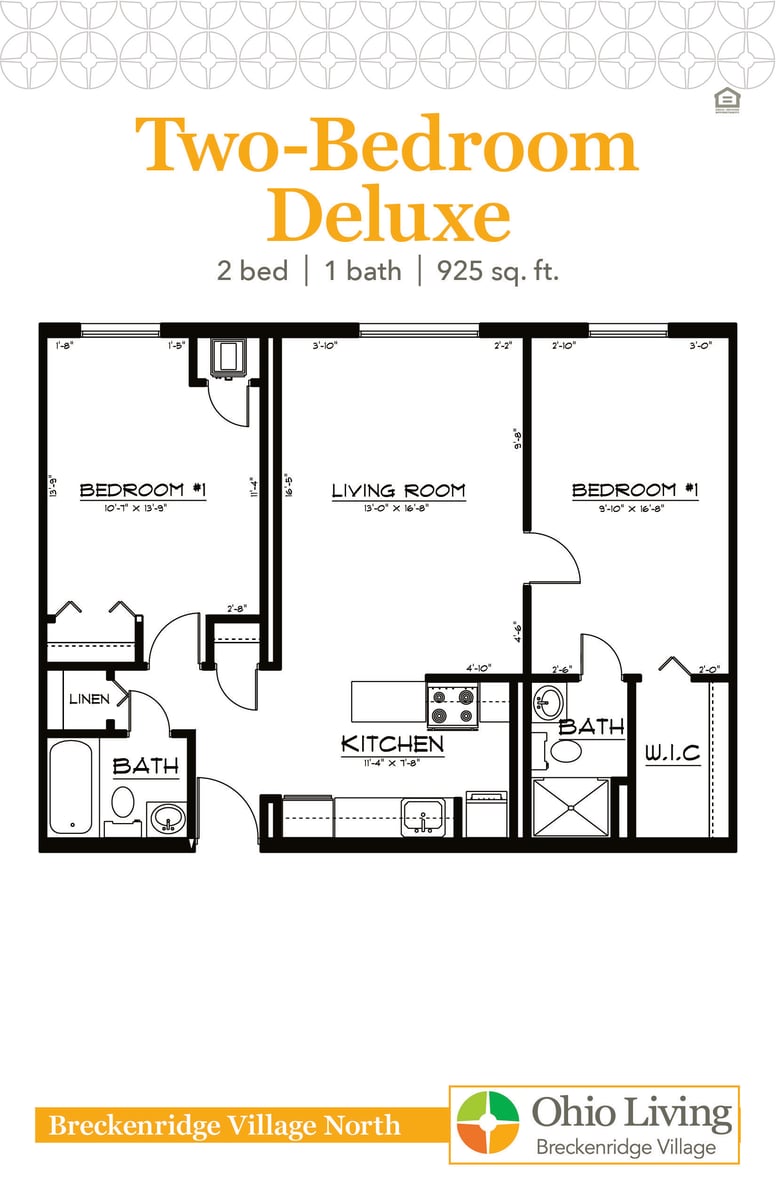 OLBV North Apartments Floor Plan Two Bedroom Deluxe-1