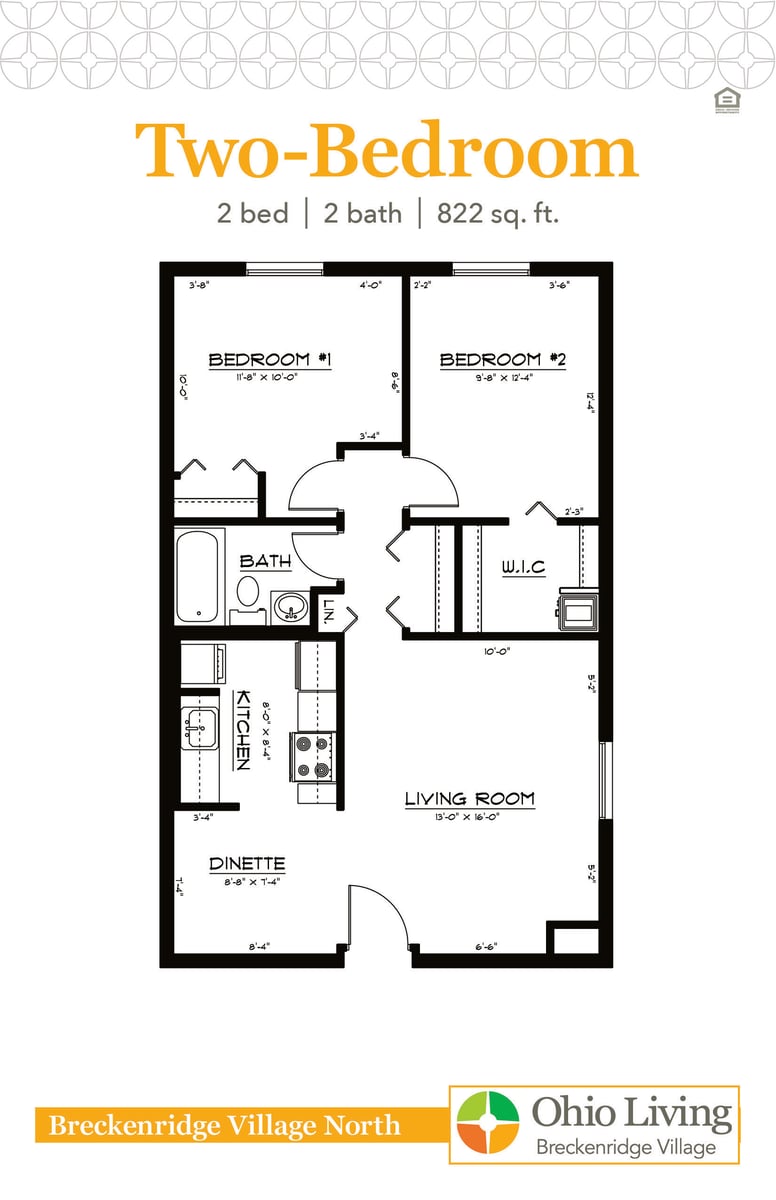 OLBV North Apartments Floor Plan Two Bedroom-1