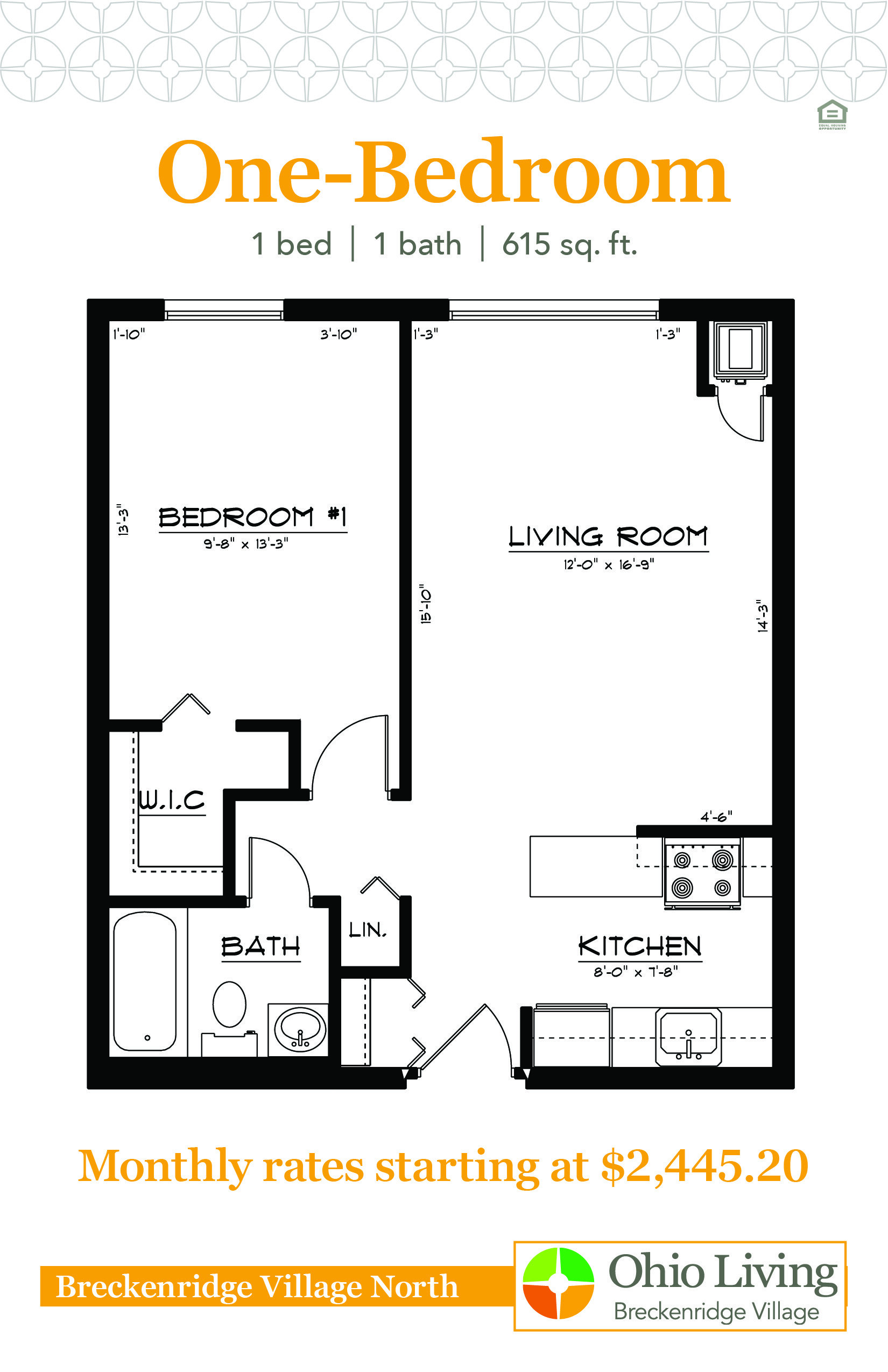 OLBV North Apartments Floor Plans with Prices - One-Bedroom