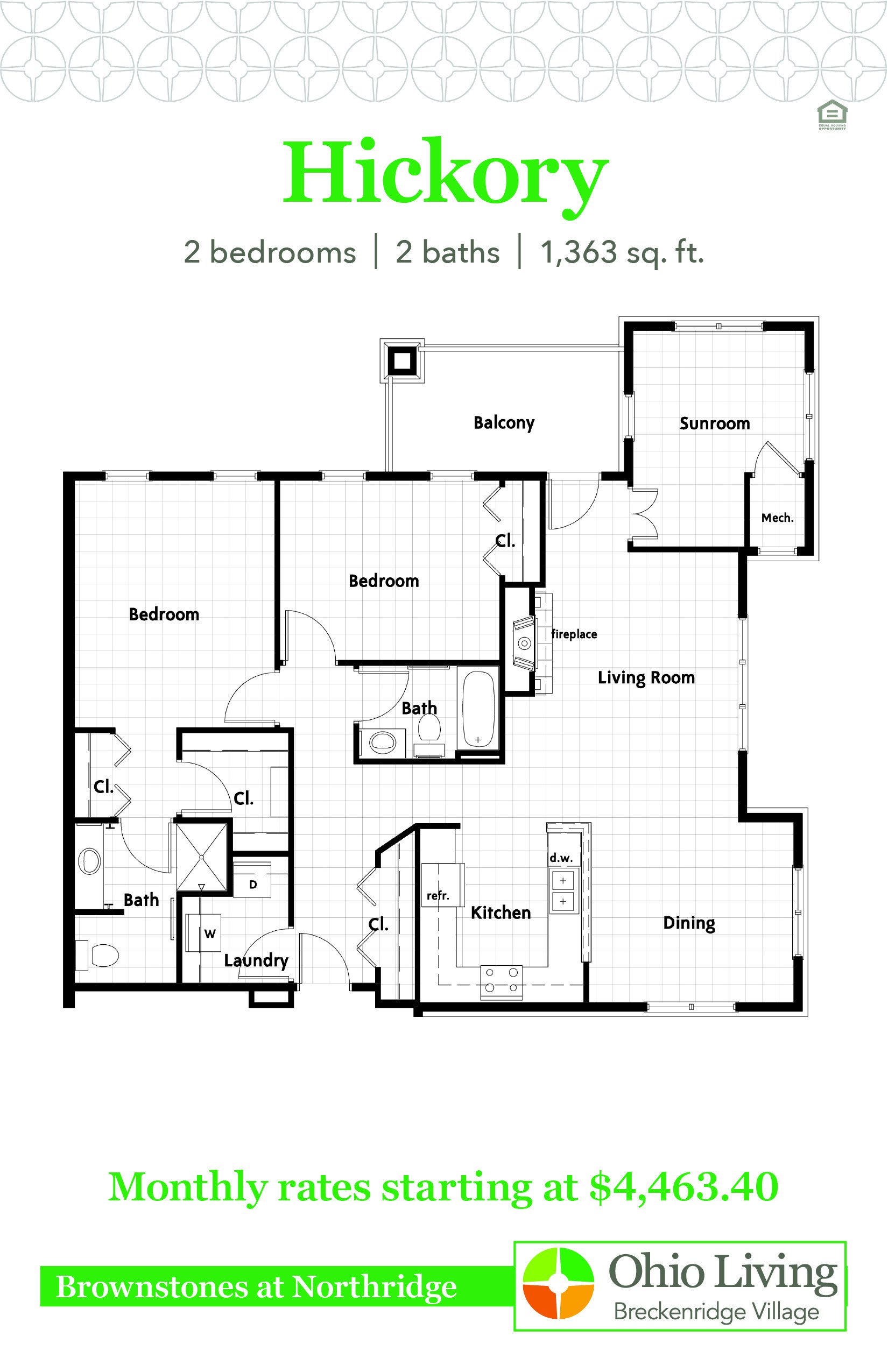OLBV Brownstones at Northridge Floor Plans with Price Hickory
