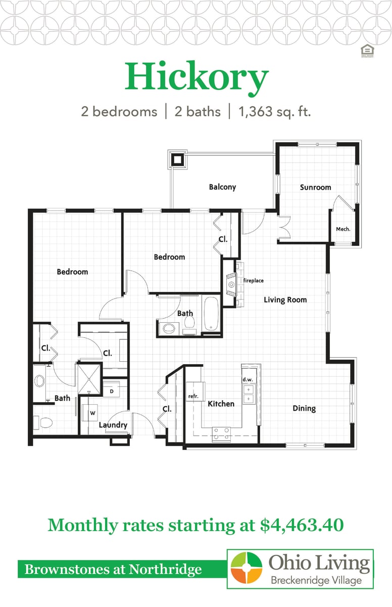 OLBV Brownstones at Northridge Floor Plans with Price Hickory
