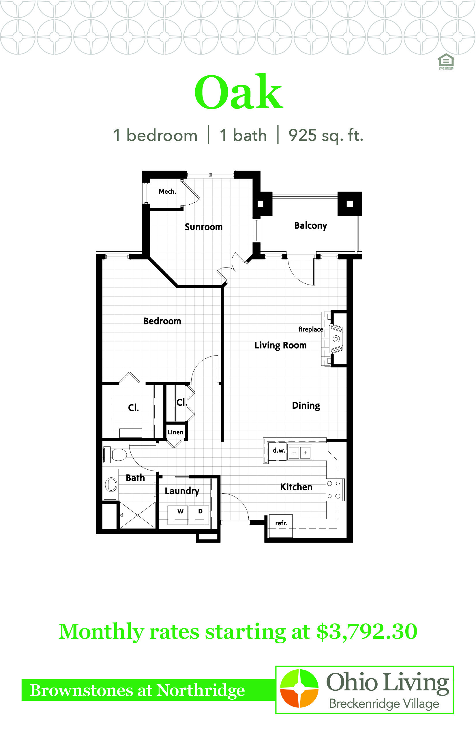 OLBV Brownstones at Northridge Floor Plans with Price Oak