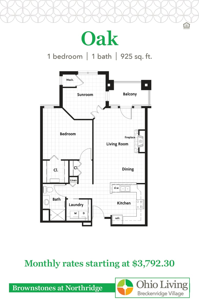 OLBV Brownstones at Northridge Floor Plans with Price Oak