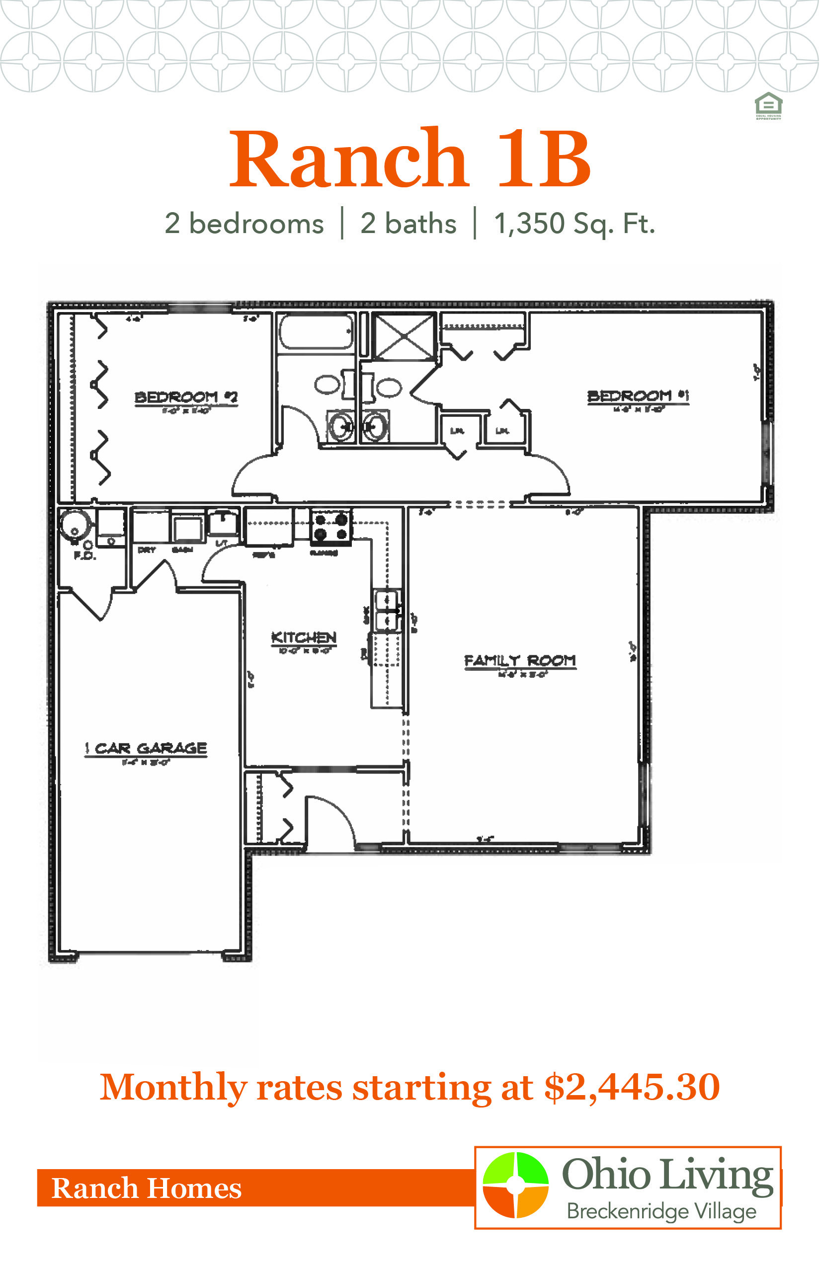 OLBV Ranch Floor Plans with Price 1B