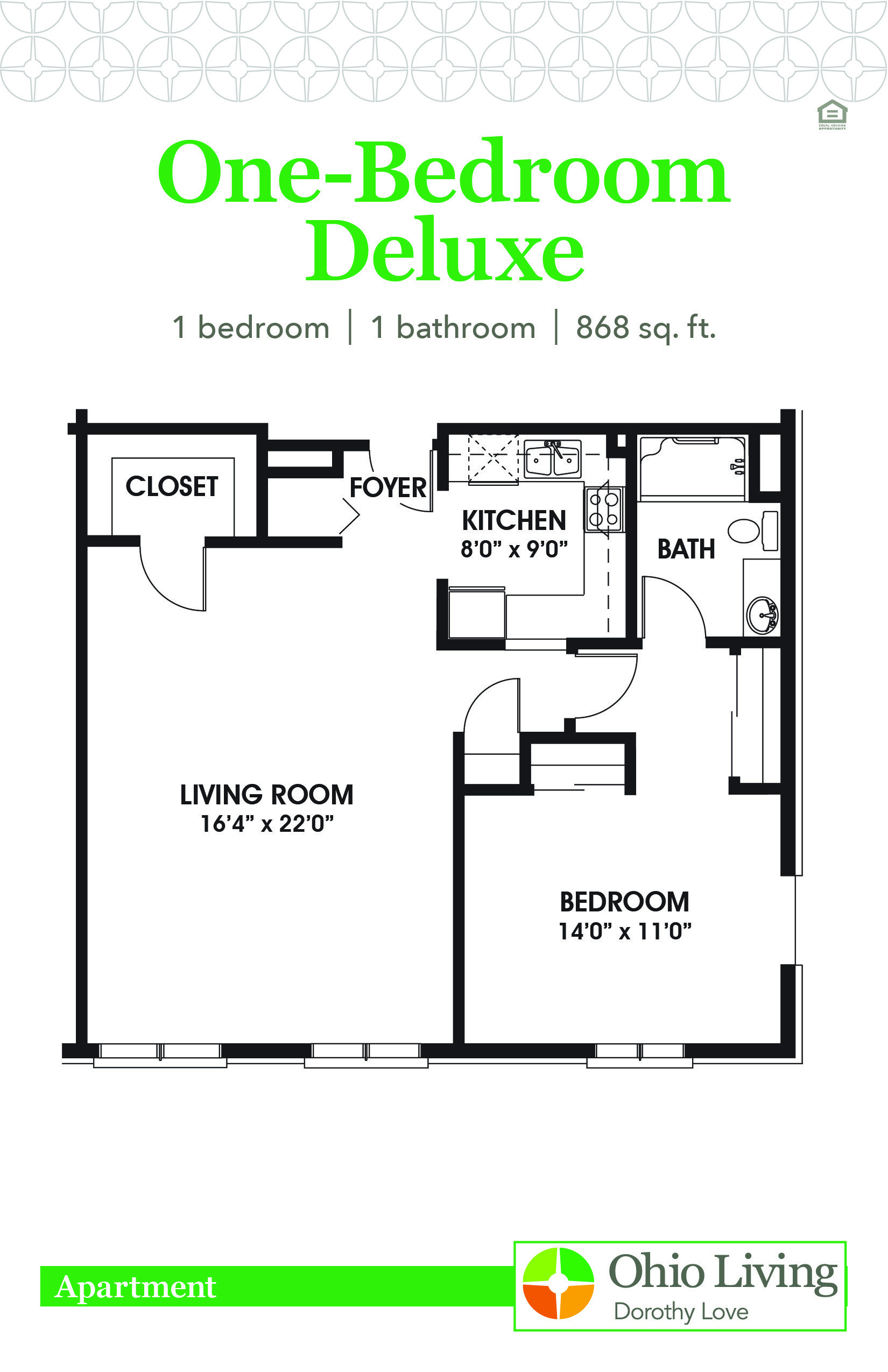 OLDL Apartment Floor Plan 1BR Deluxe