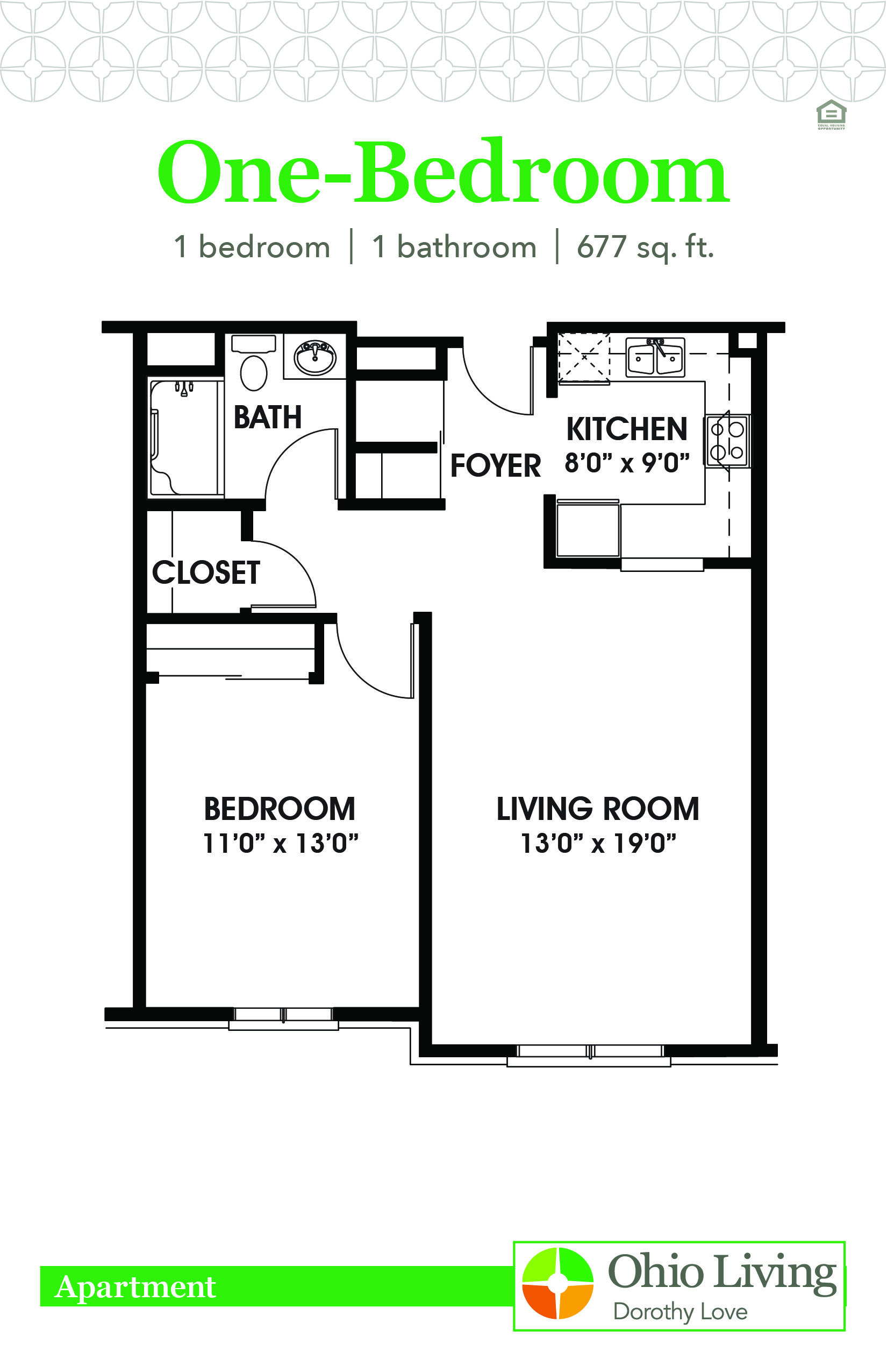 OLDL Apartment Floor Plan 1BR