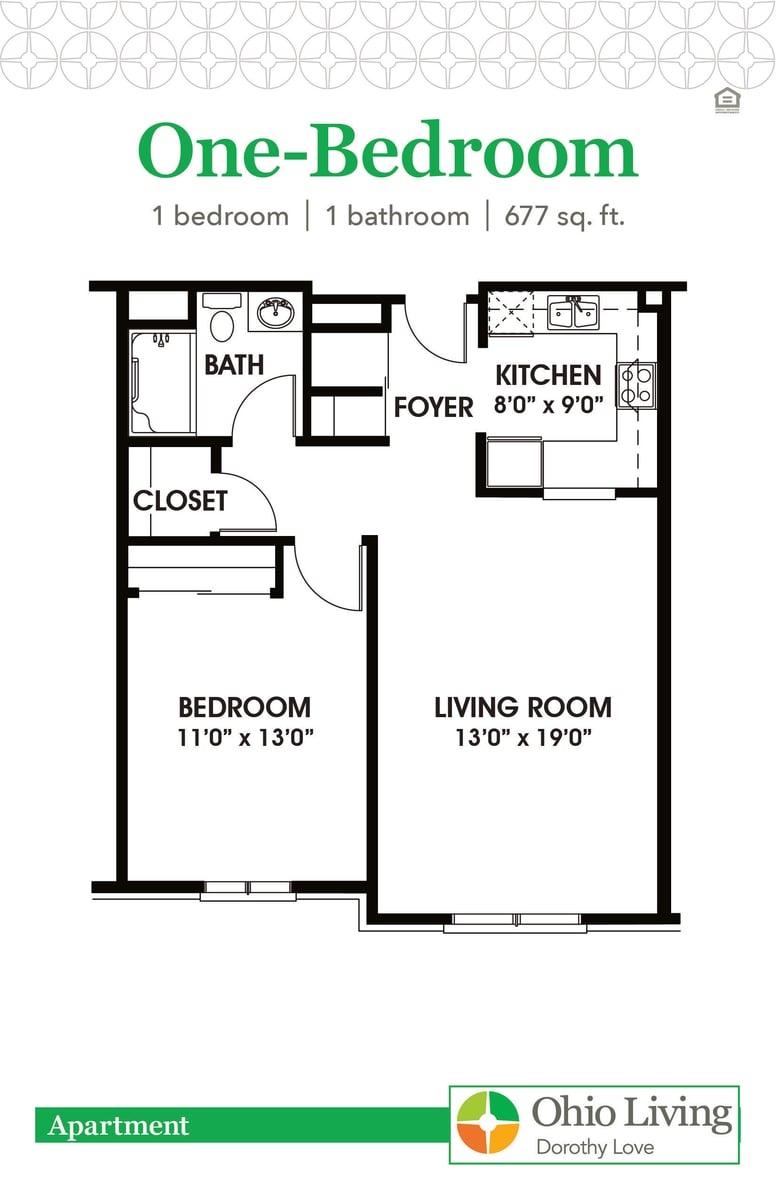 OLDL Apartment Floor Plan 1BR