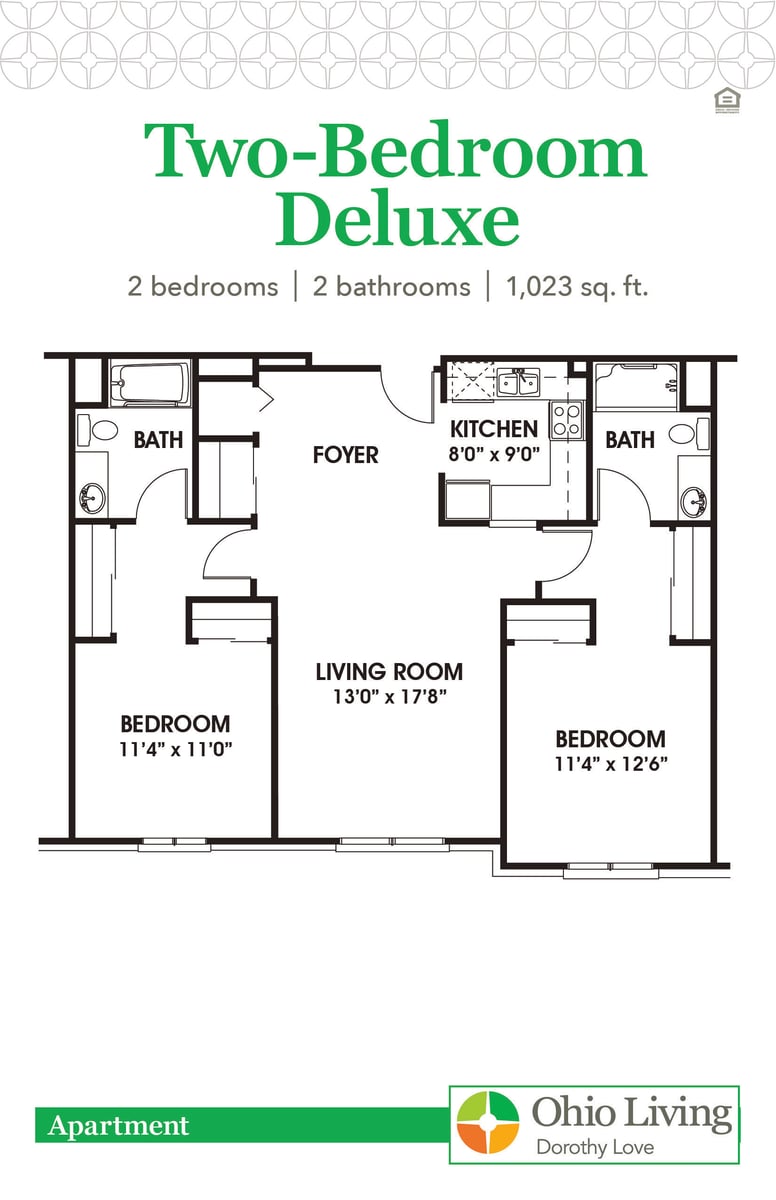 OLDL Apartment Floor Plan 2BR Deluxe
