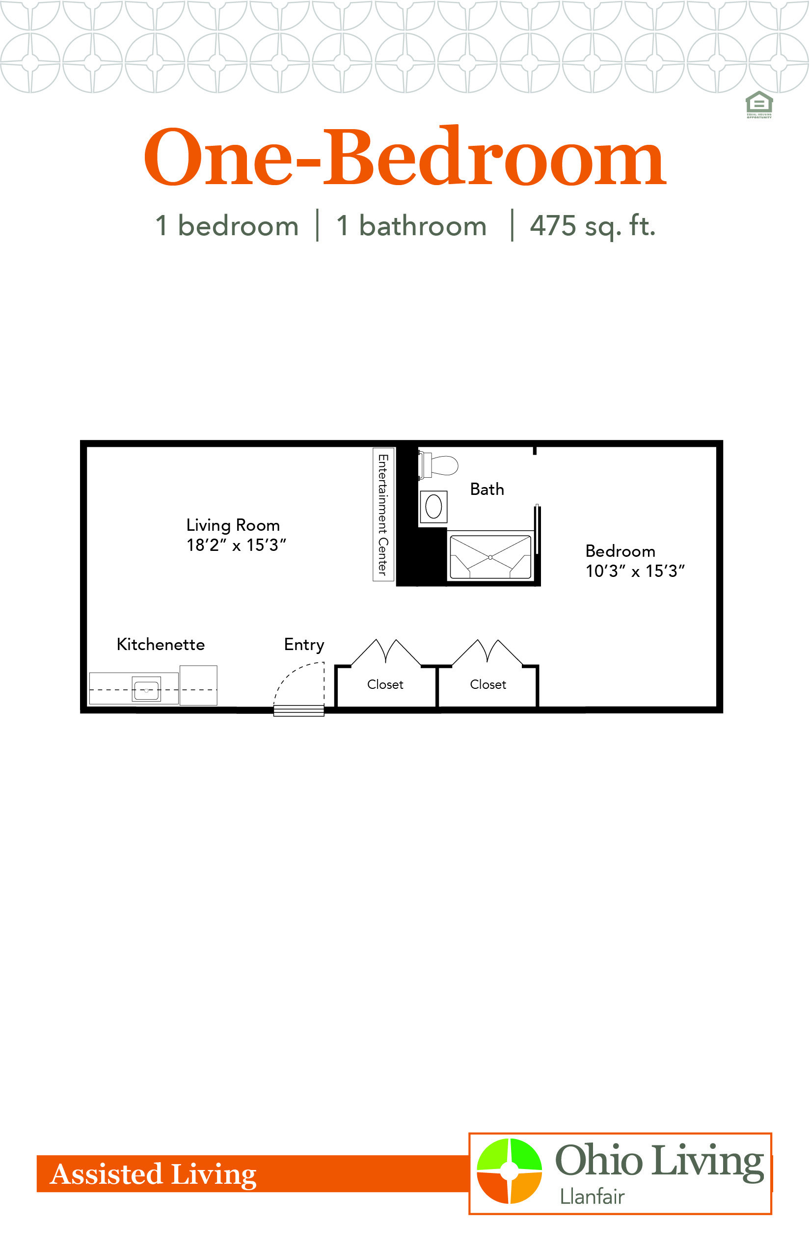 Assisted Living Apartment Floor Plan 1BR