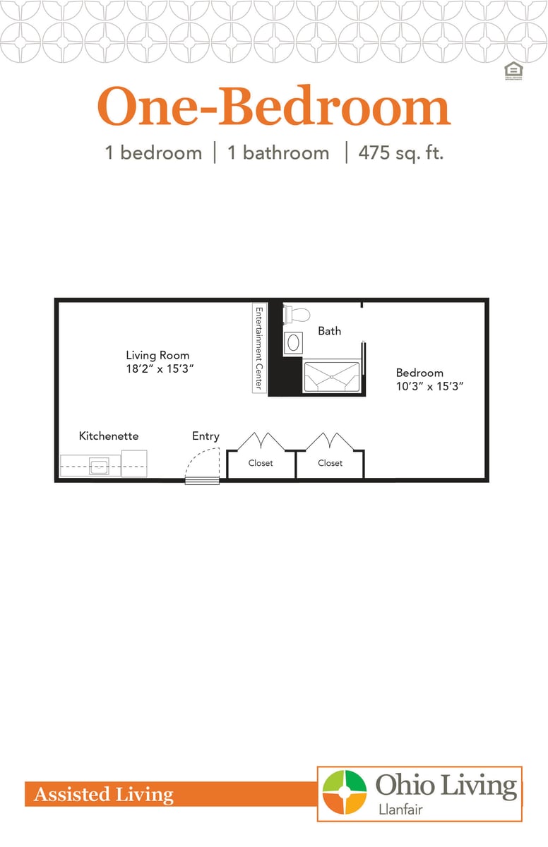 Assisted Living Apartment Floor Plan 1BR