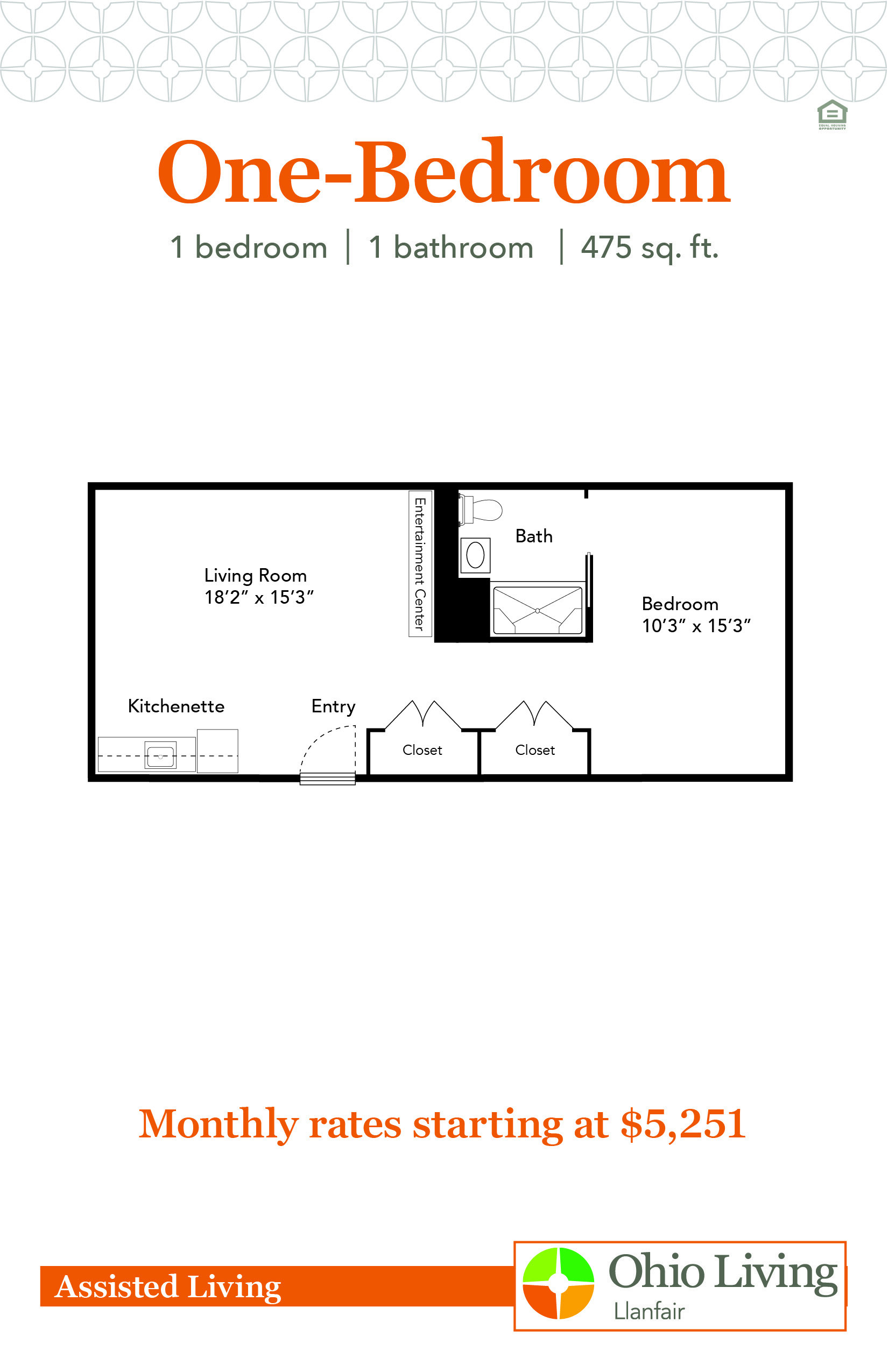 OLLF Assisted Living Apartment Floor Plans with Prices 1BR