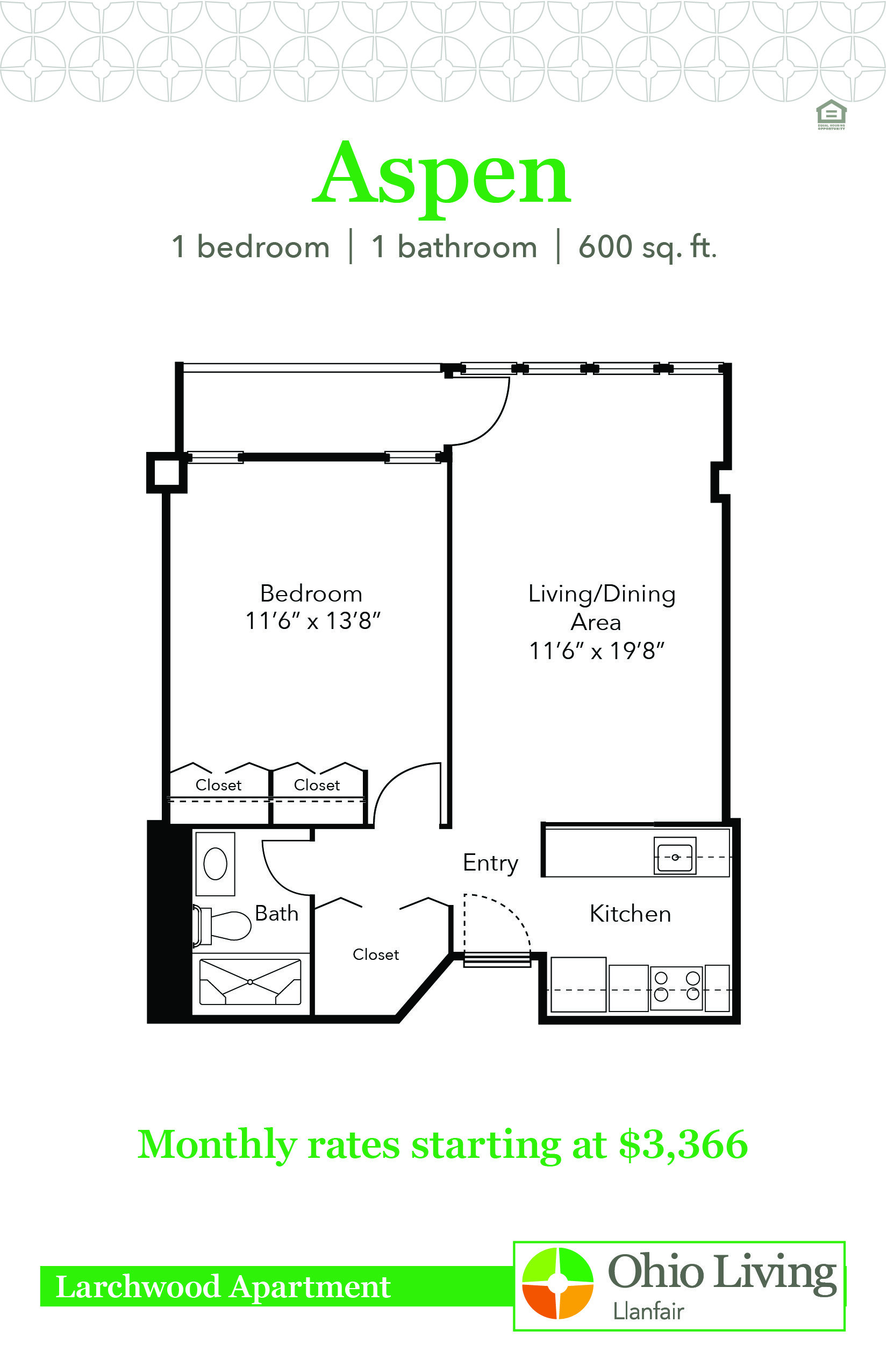 OLLF Larchwood Apartment Floor Plan with Price Aspen