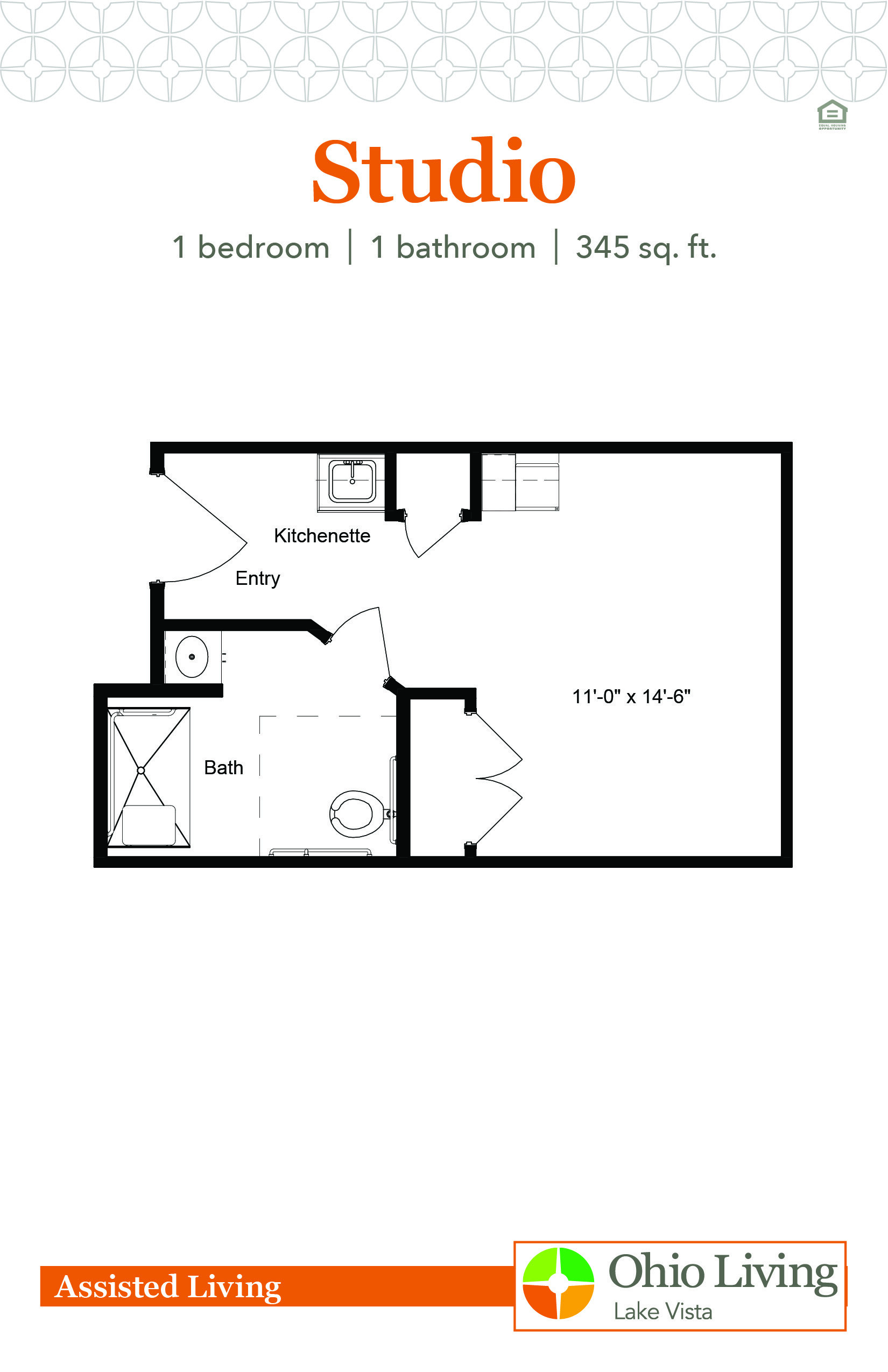 OLLV Assisted Living Floor Plan Studio
