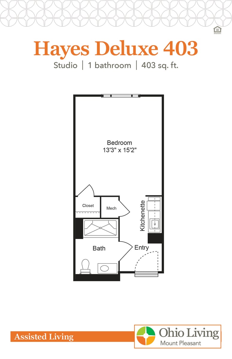 OLMP Assisted Living Floor Plan Hayes Deluxe 403