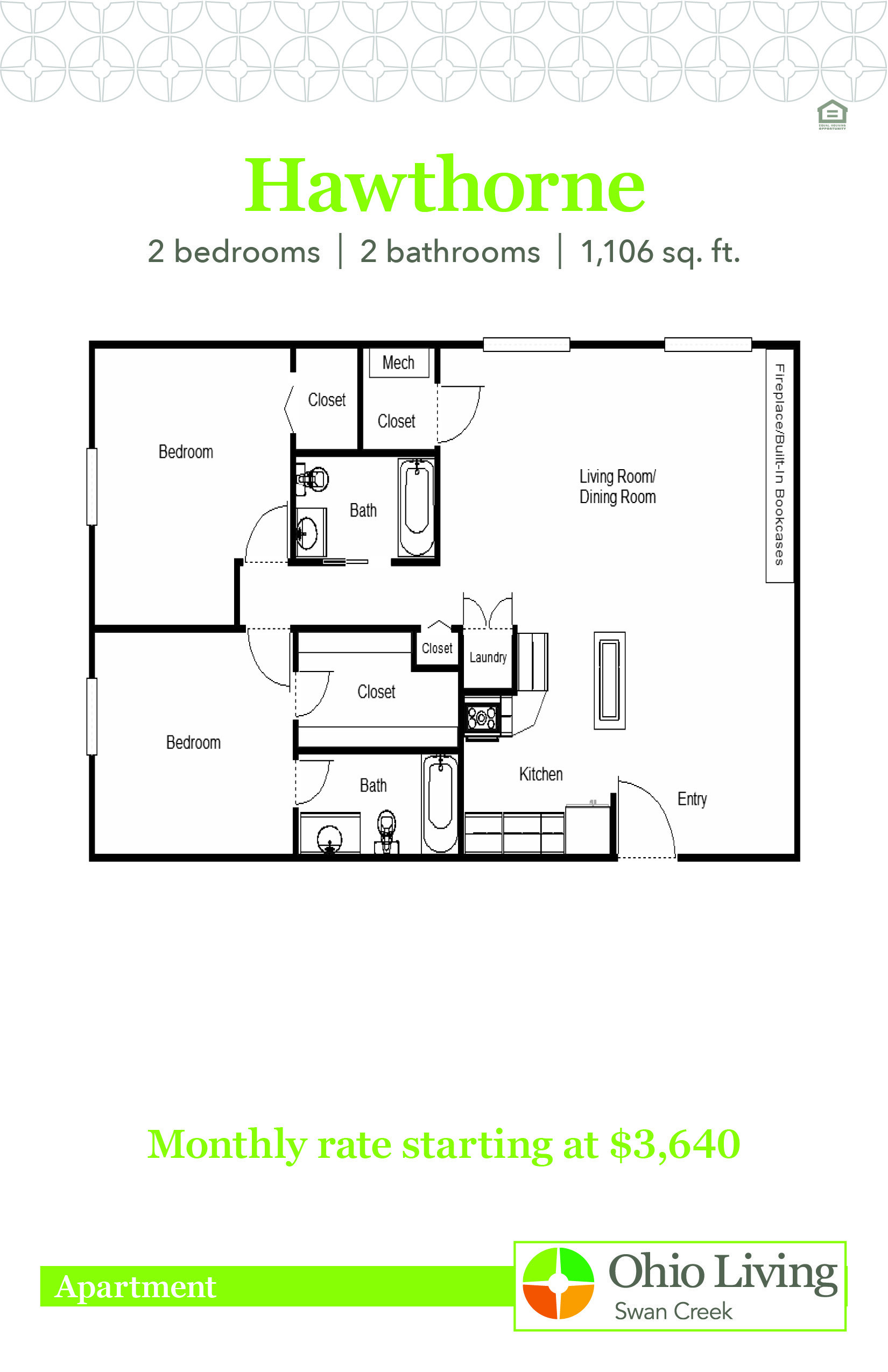 OLSC Apt Floor Plans with Price Hawthorne