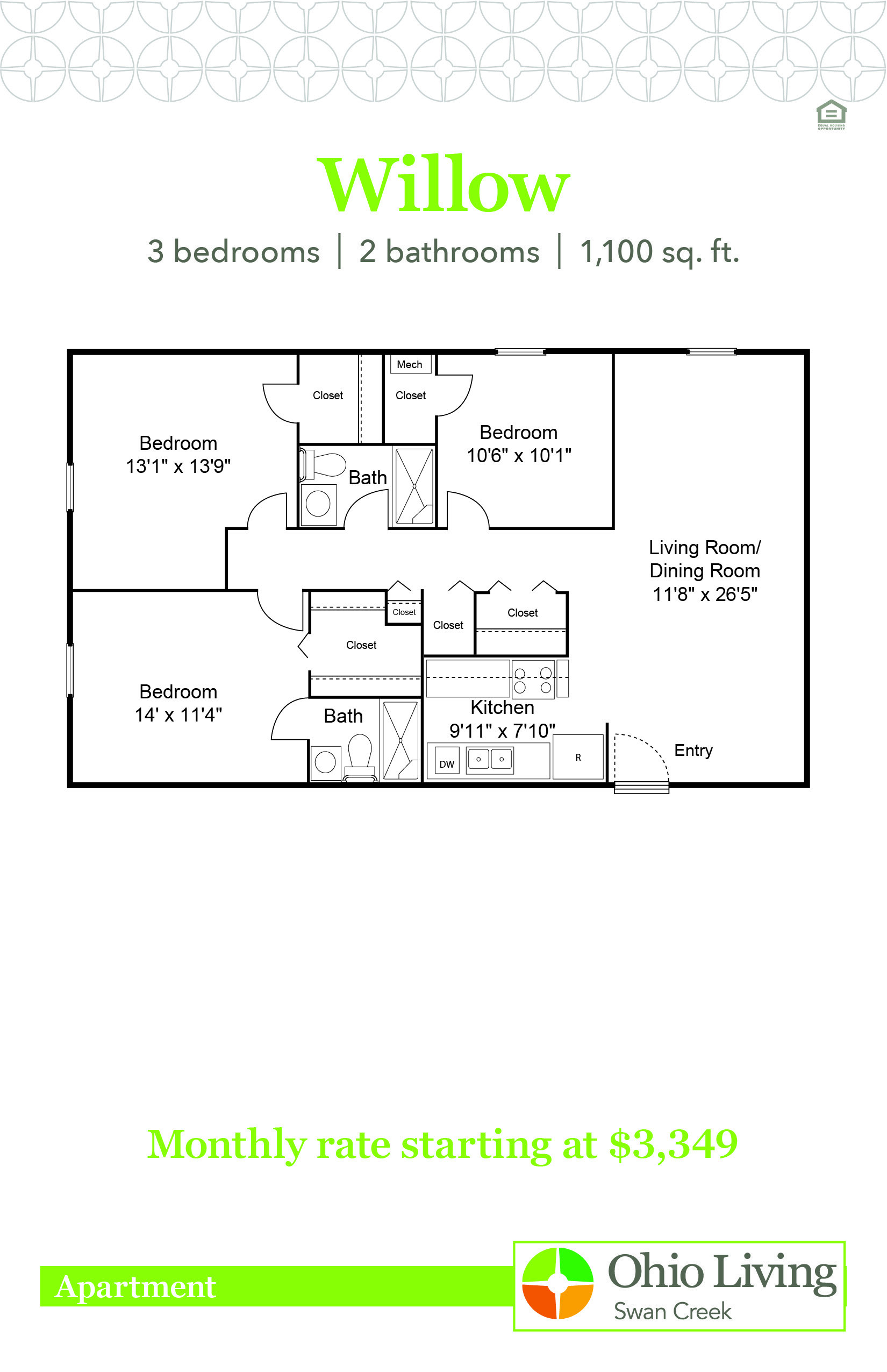 OLSC Apt Floor Plans with Price Willow