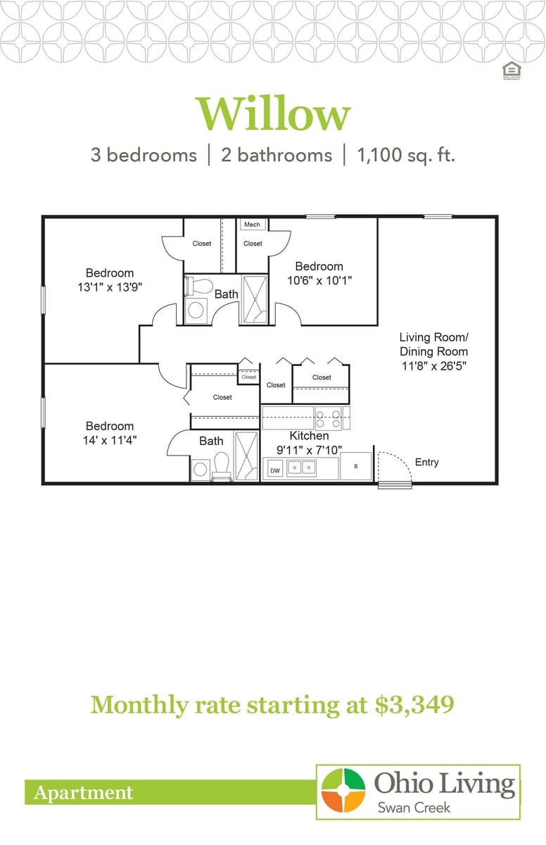OLSC Apt Floor Plans with Price Willow