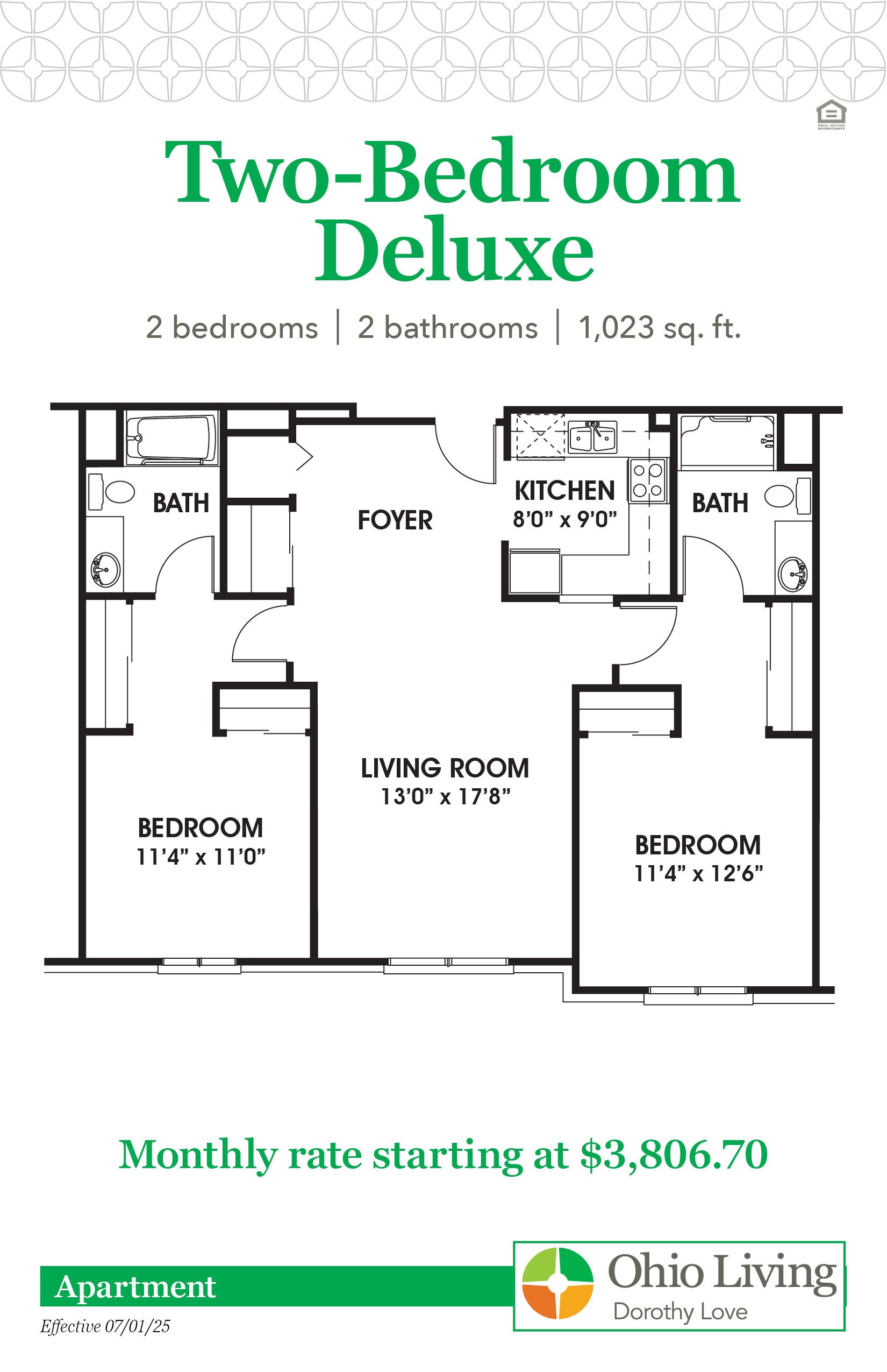 OLDL Apartment Floor Plans with Price 2BR Deluxe