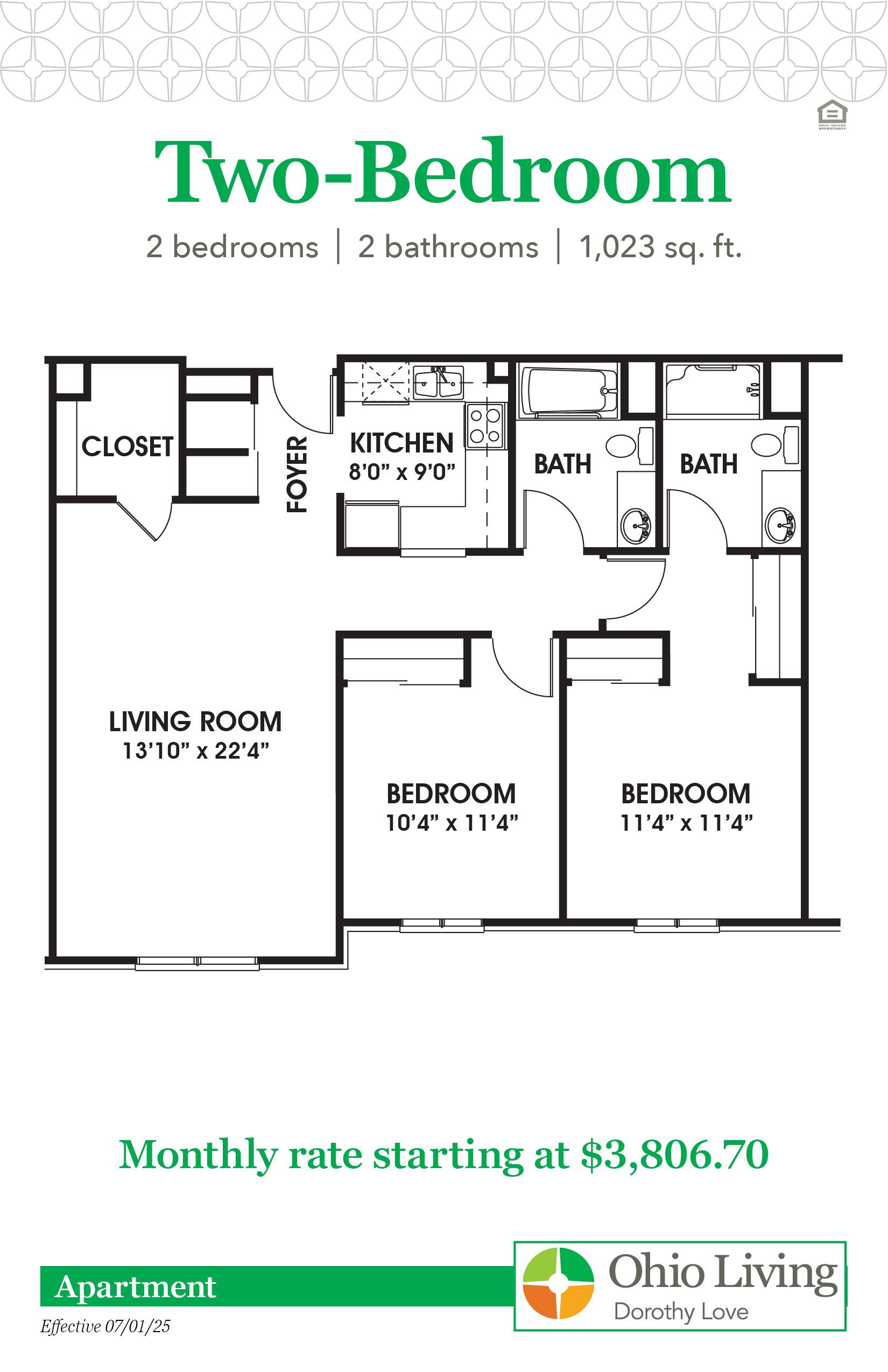 OLDL Apartment Floor Plans with Price 2BR