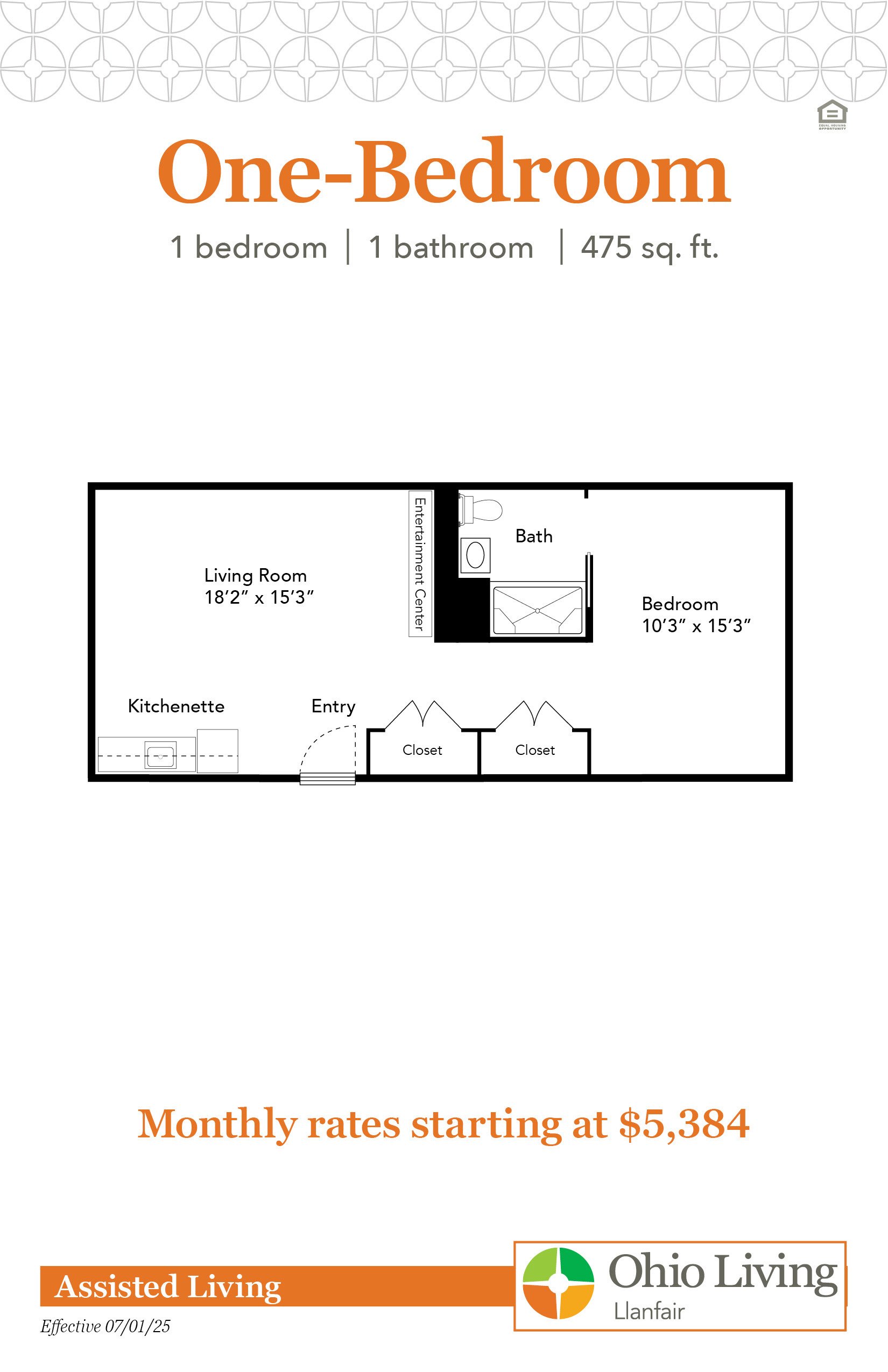 OLLF Assisted Living Apartment Floor Plans with Prices 1BR