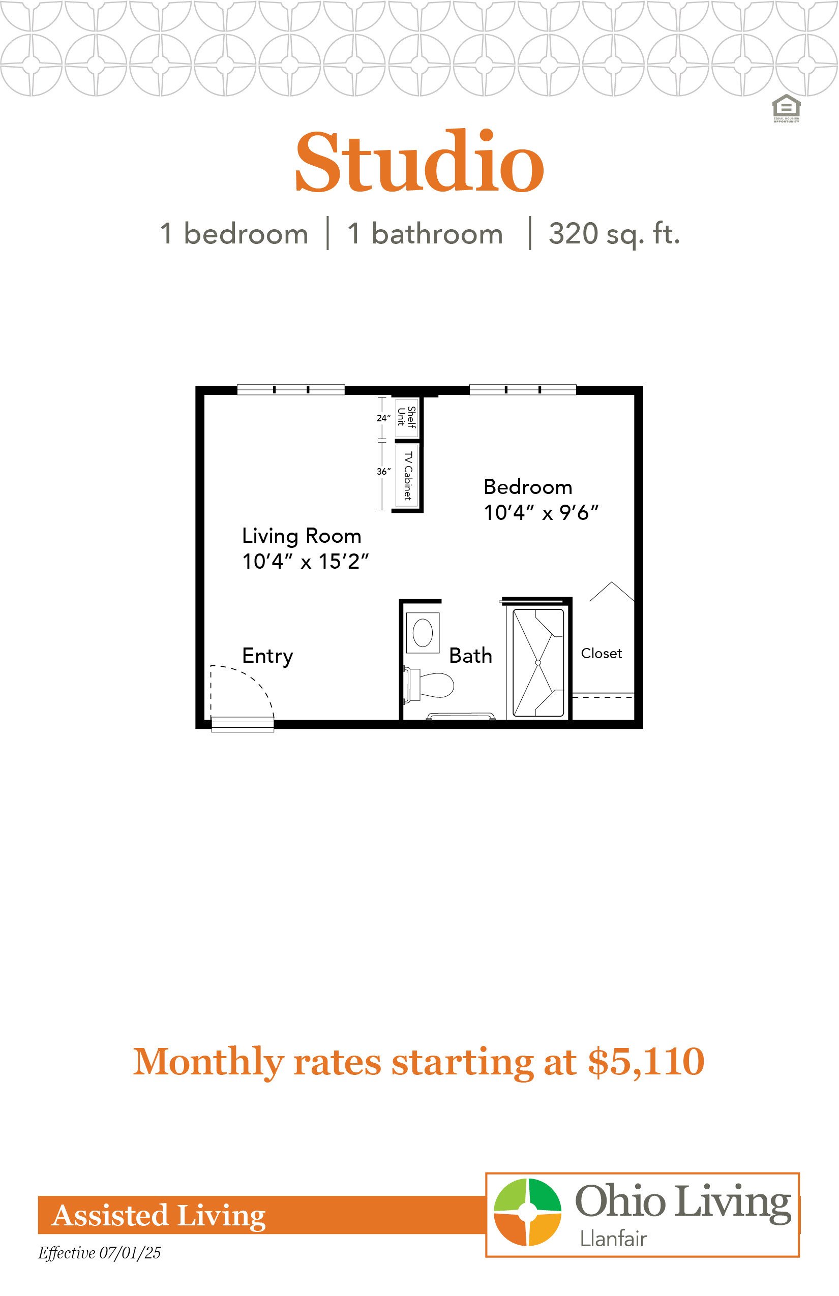 OLLF Assisted Living Apartment Floor Plans with Prices Studio