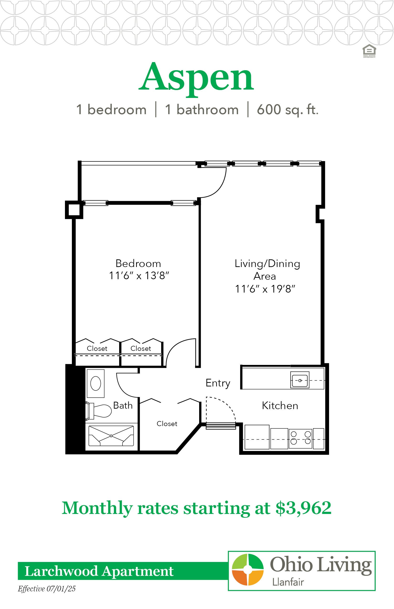 OLLF Larchwood Apartment Floor Plan with Price Aspen