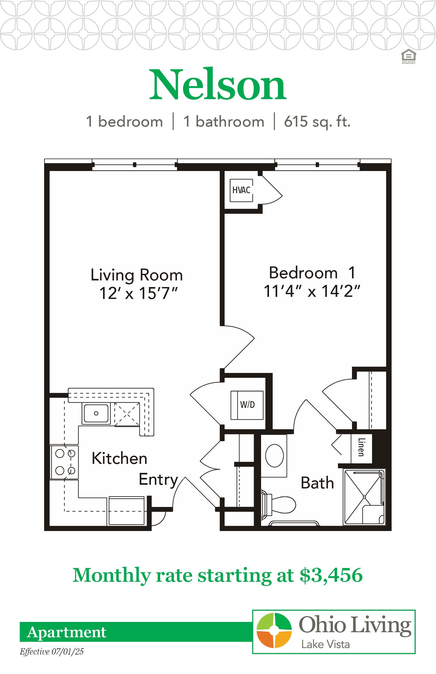 OLLV Apartment Floor Plan with Price Nelson