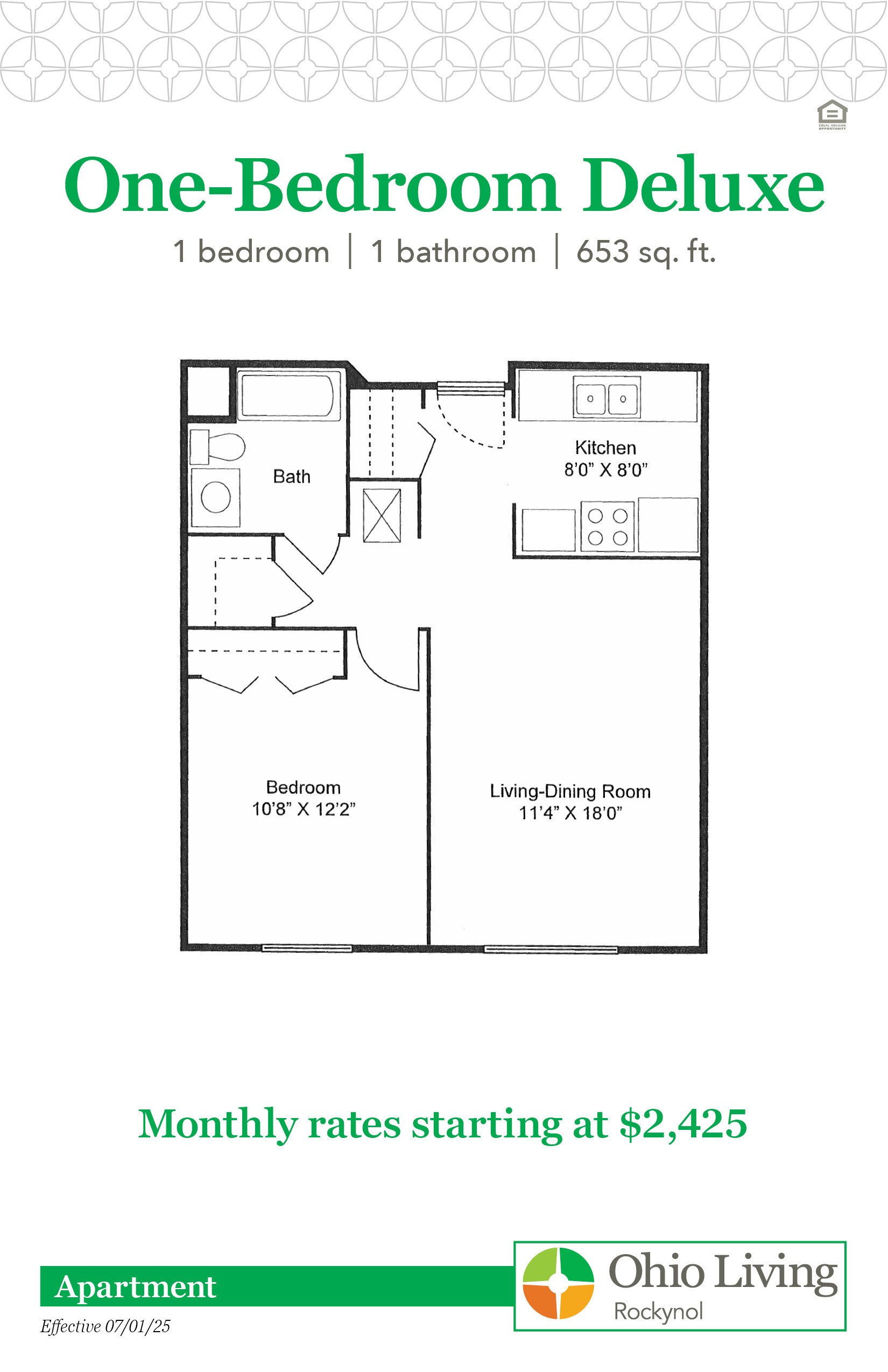 OLRN Independent Living Floor Plans with Price 1BR Deluxe