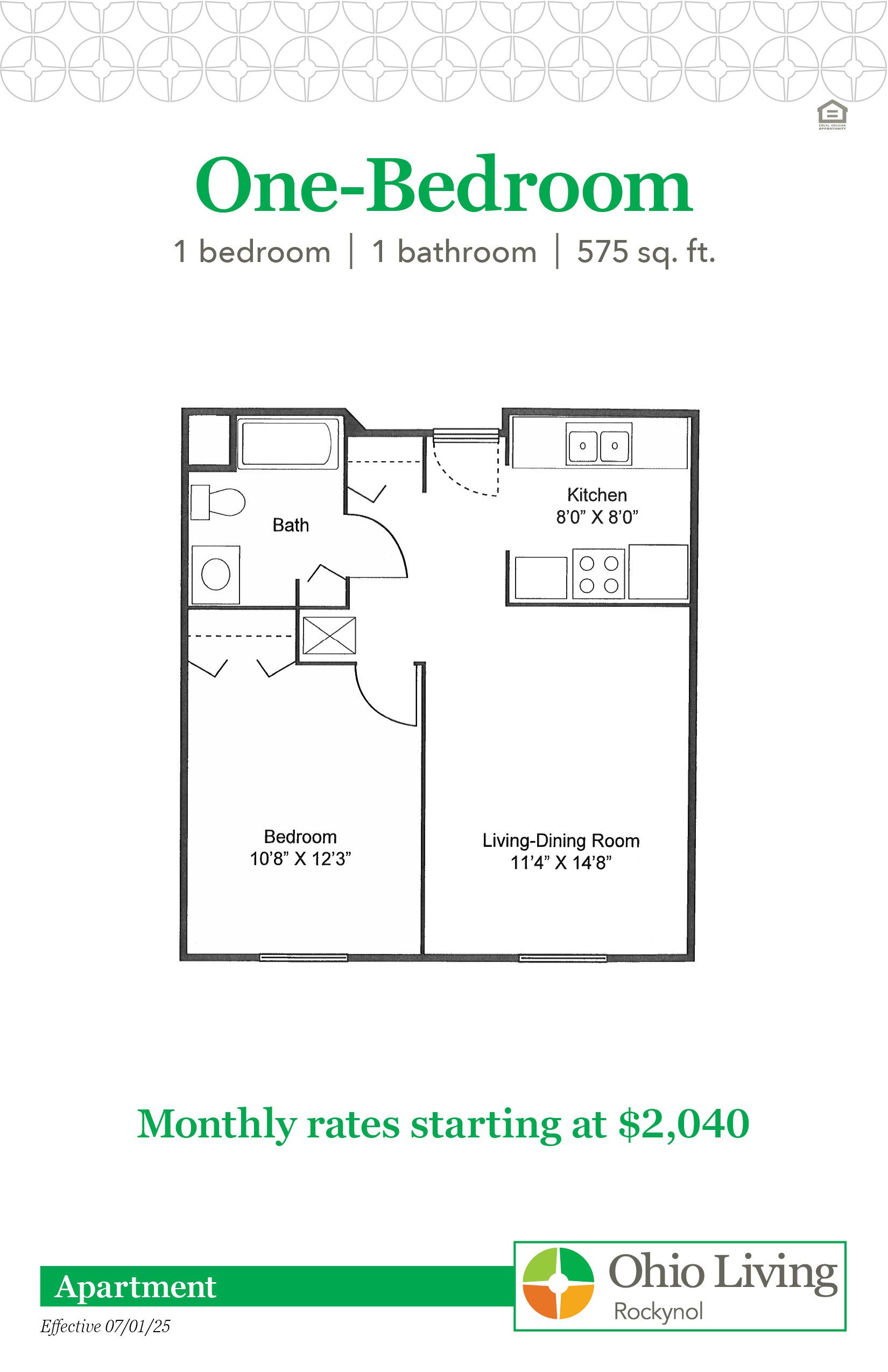 OLRN Independent Living Floor Plans with Price 1BR