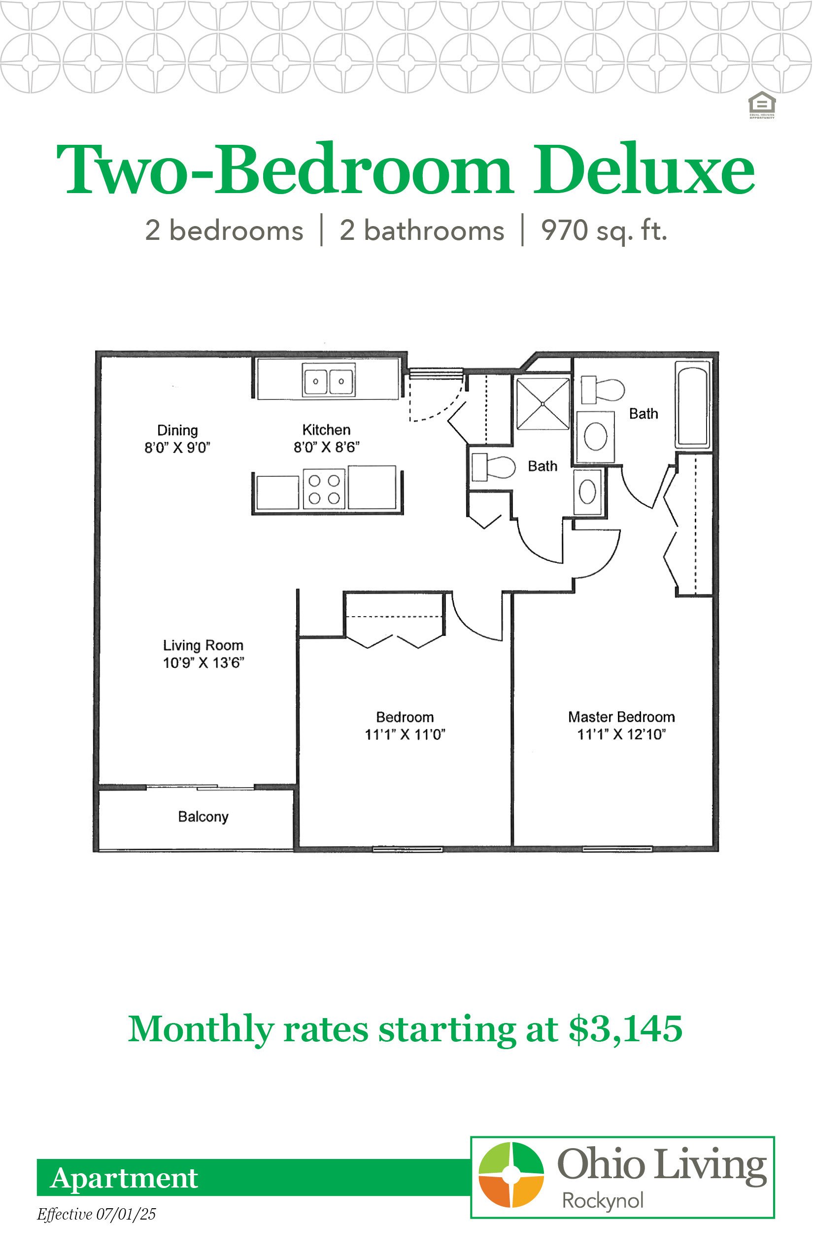 OLRN Independent Living Floor Plans with Price 2BR Deluxe