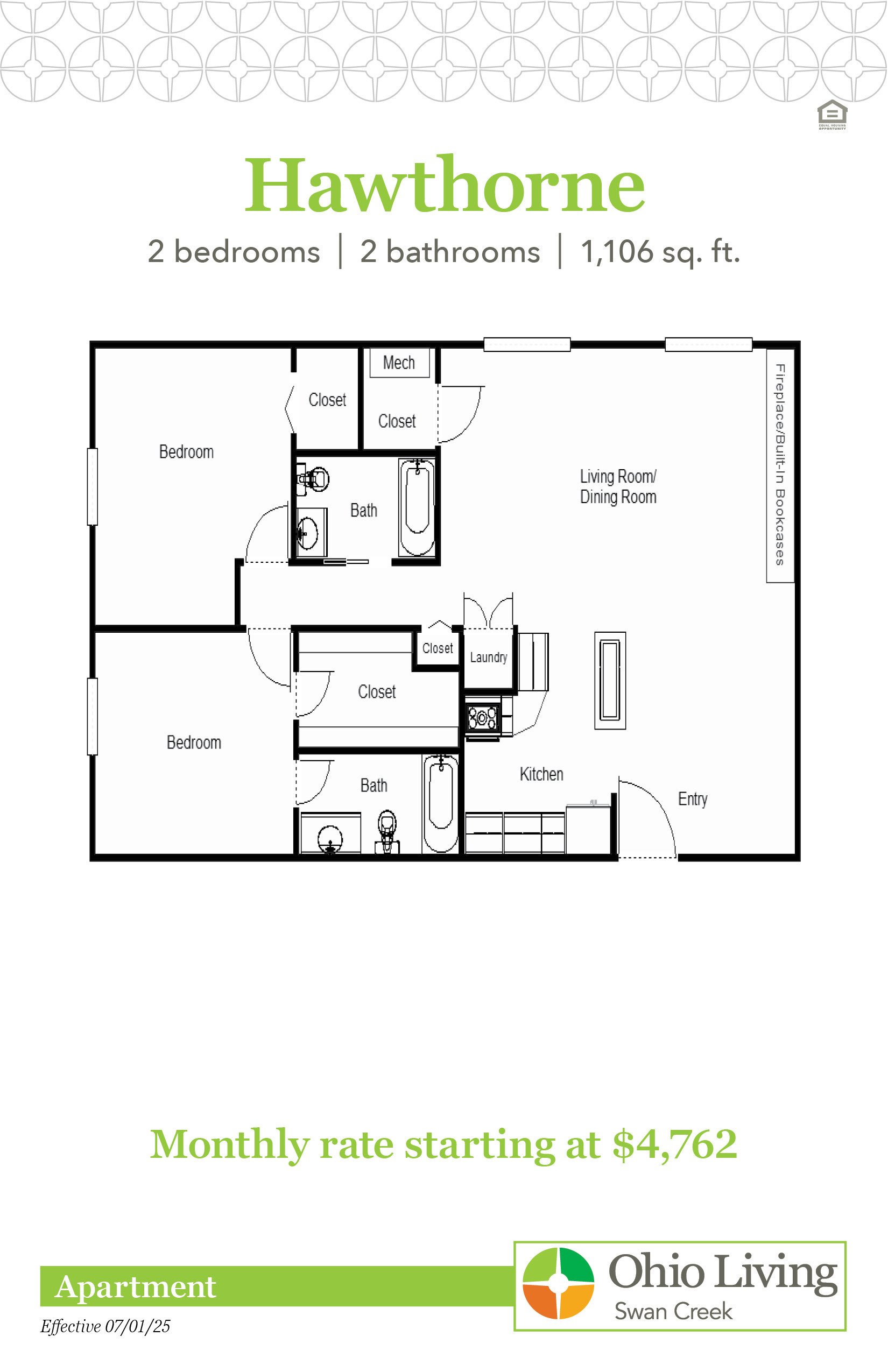 OLSC Apt Floor Plans with Price Hawthorne