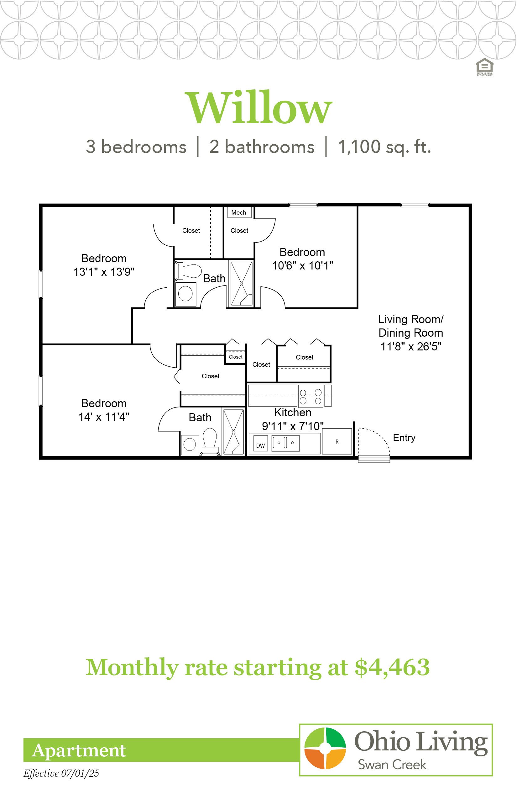 OLSC Apt Floor Plans with Price Willow