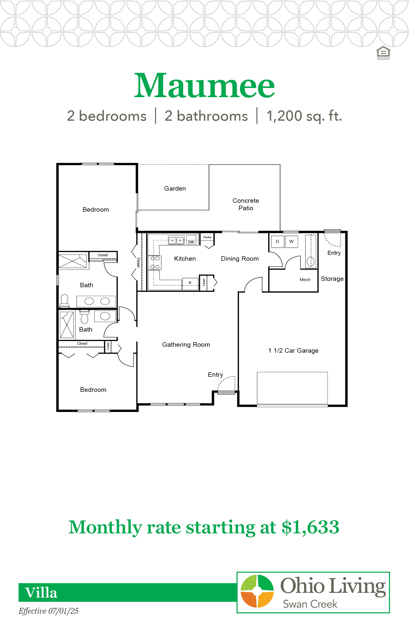 OLSC Villa Floor Plans with Price Maumee