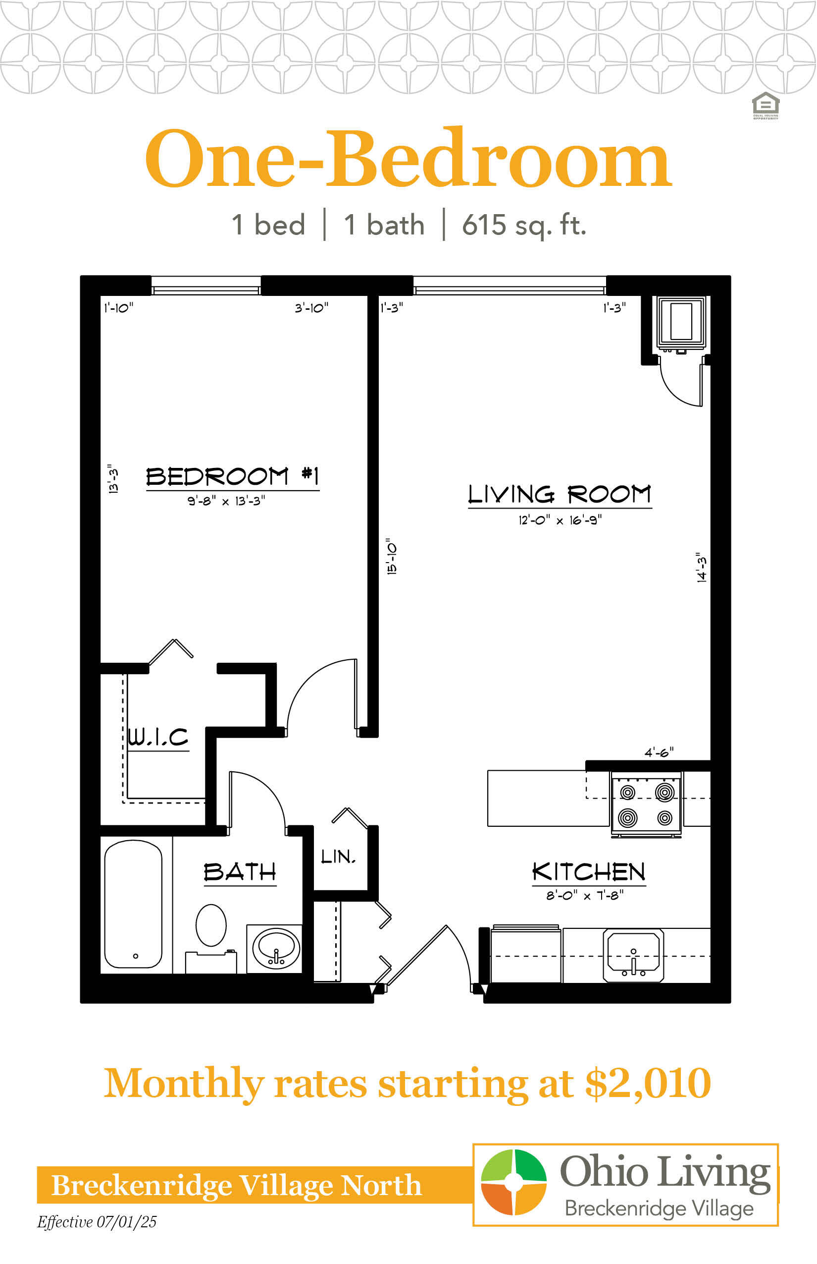 OLBV North Apartments Floor Plans with Prices - One-Bedroom