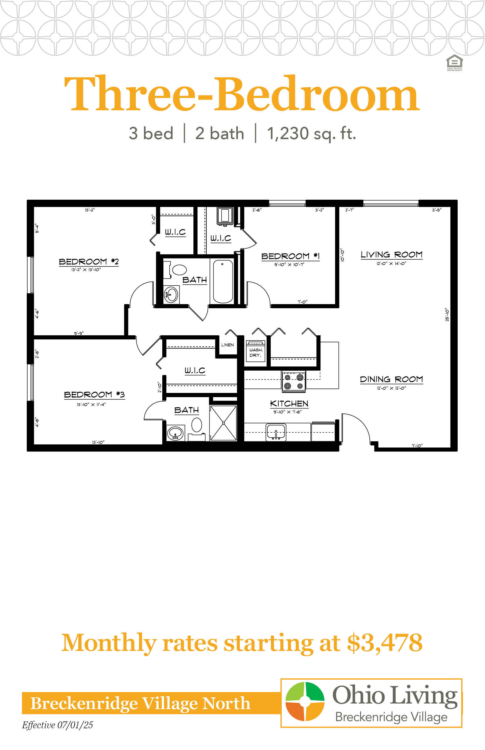 OLBV North Apartments Floor Plans with Prices - Three-Bedroom