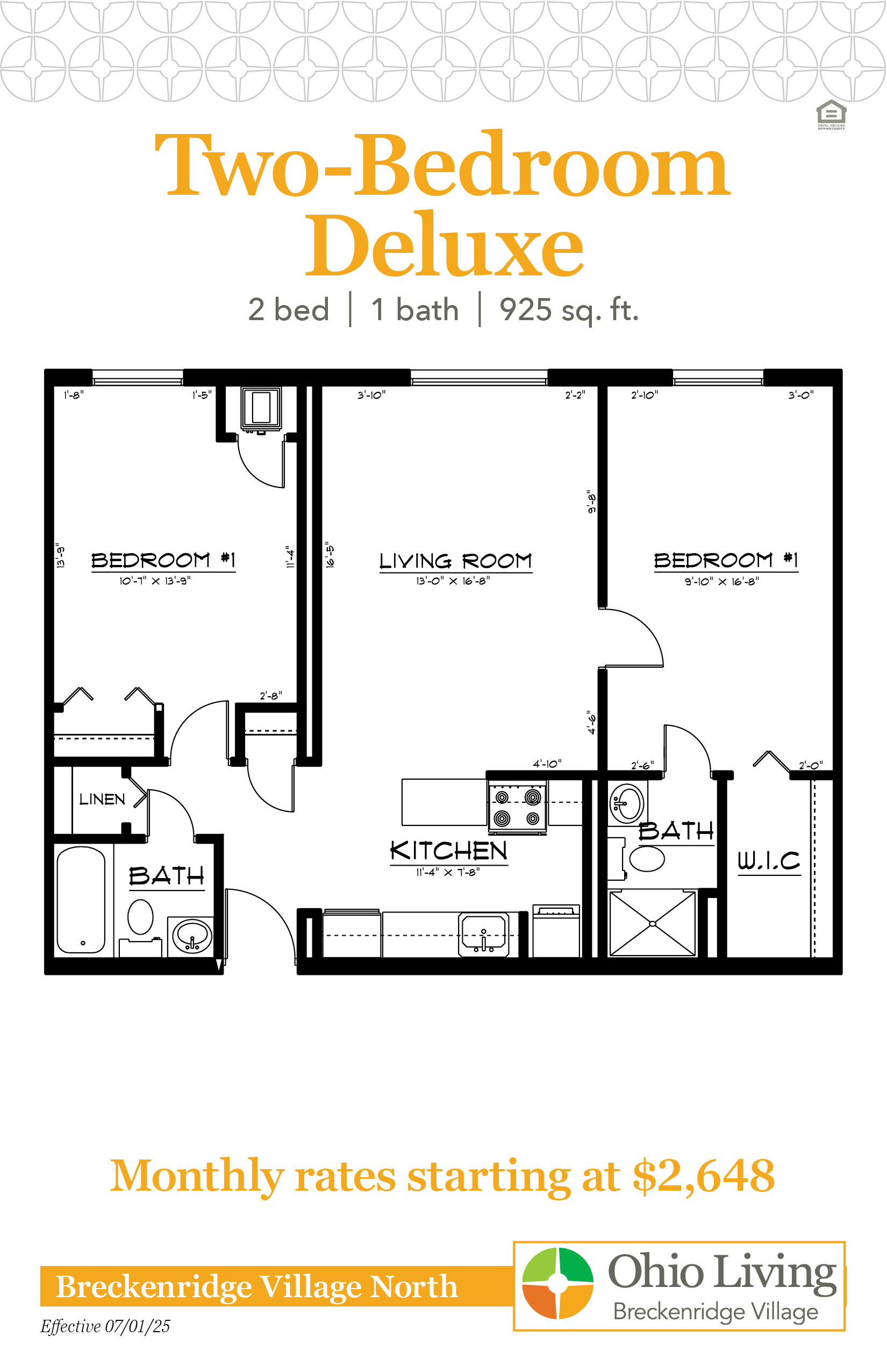 OLBV North Apartments Floor Plans with Prices - Two-Bedroom Deluxe