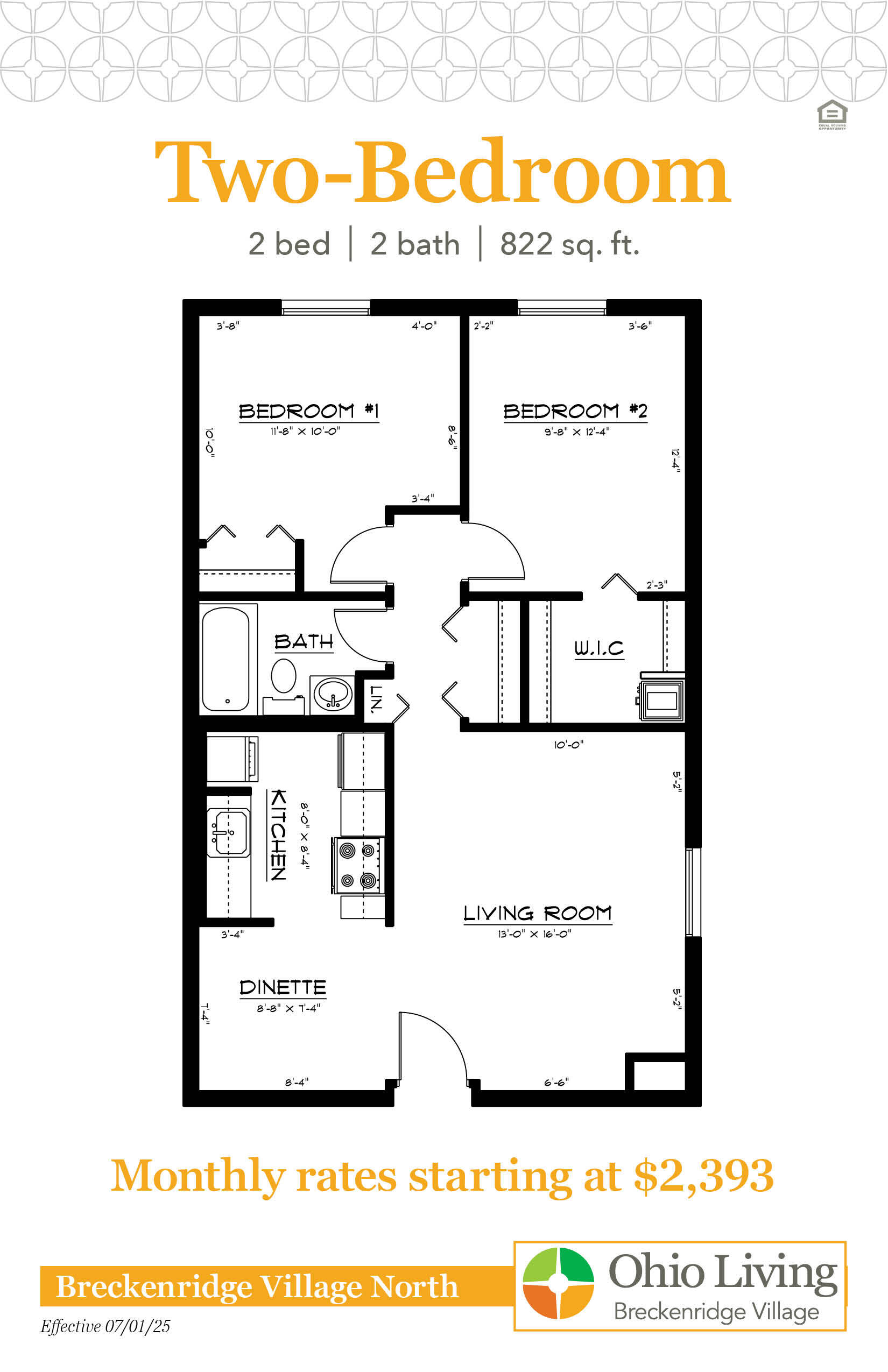OLBV North Apartments Floor Plans with Prices - Two-Bedroom