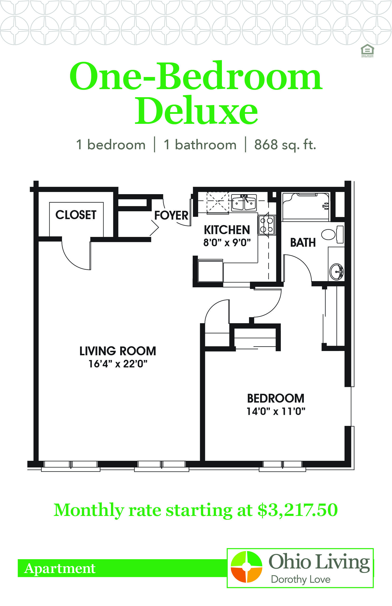 OLDL Apartment Floor Plans with Price 1BR Deluxe