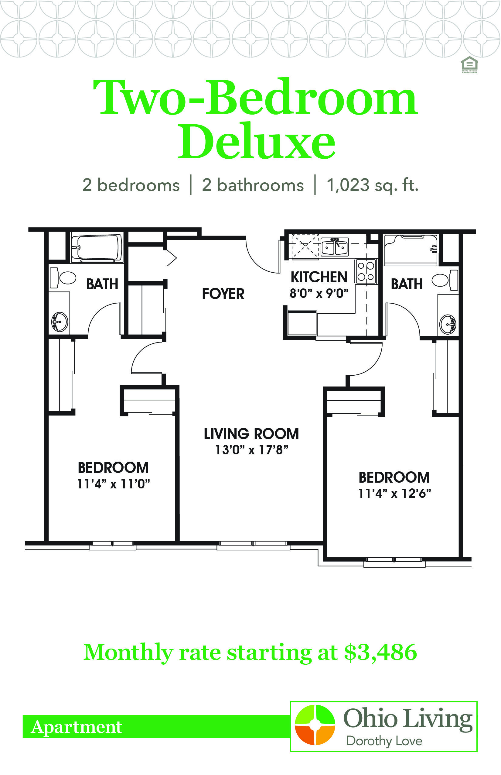 OLDL Apartment Floor Plans with Price 2BR Deluxe