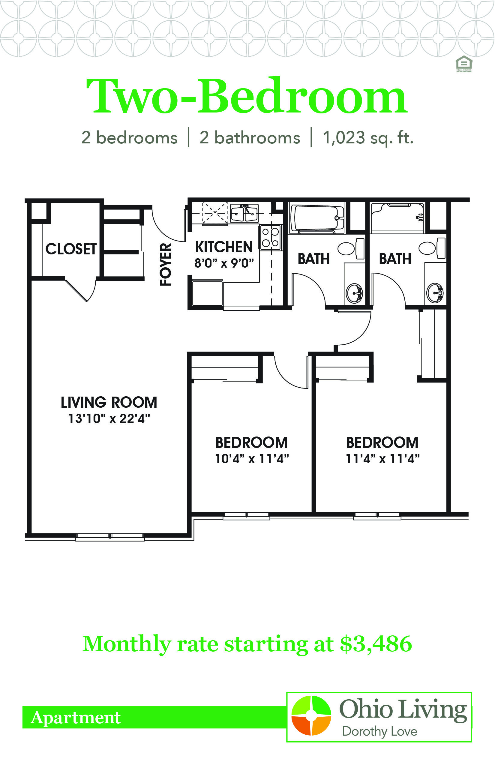OLDL Apartment Floor Plans with Price 2BR