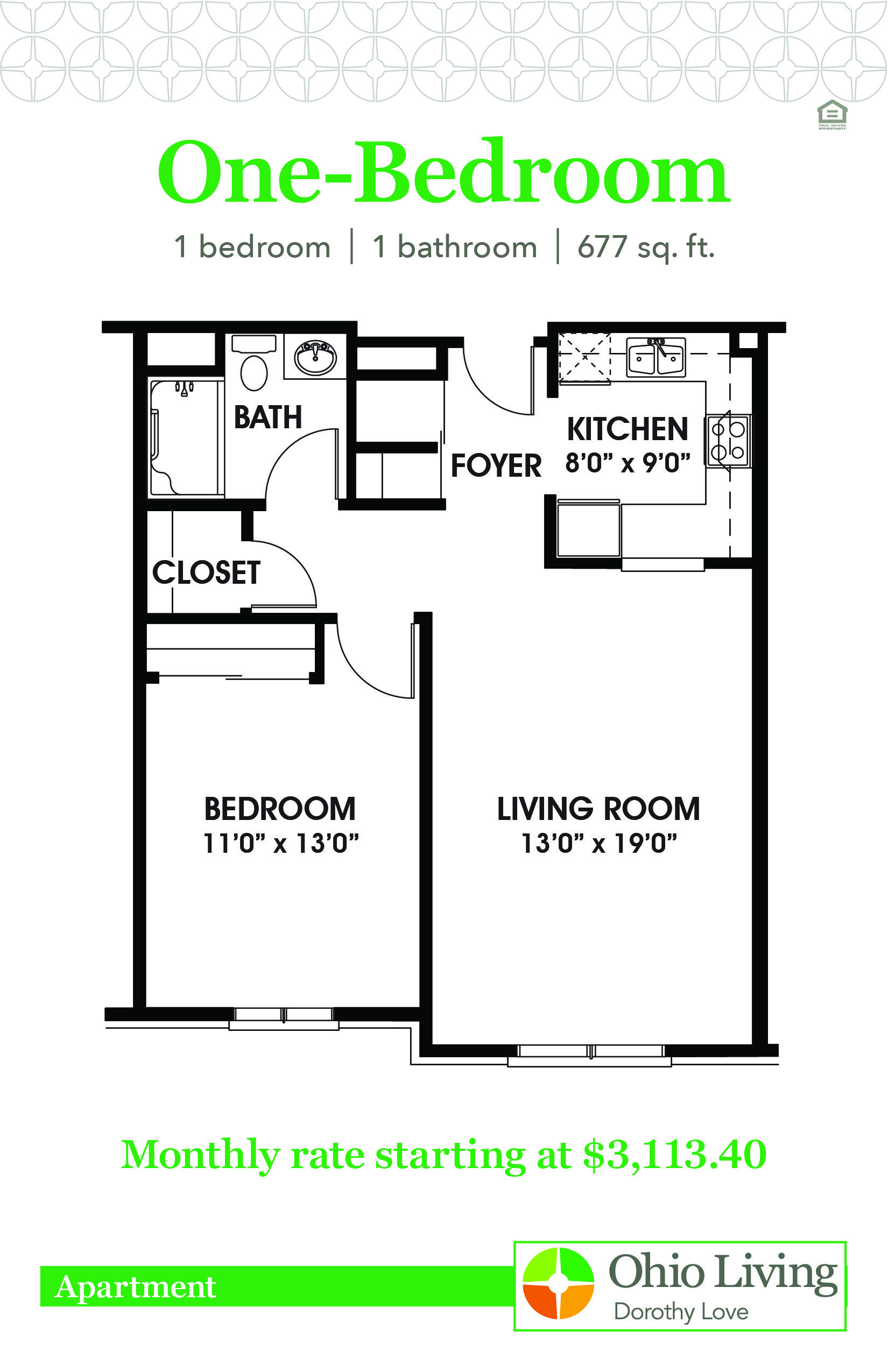 OLDL Apartment Floor Plans with Prices 1BR