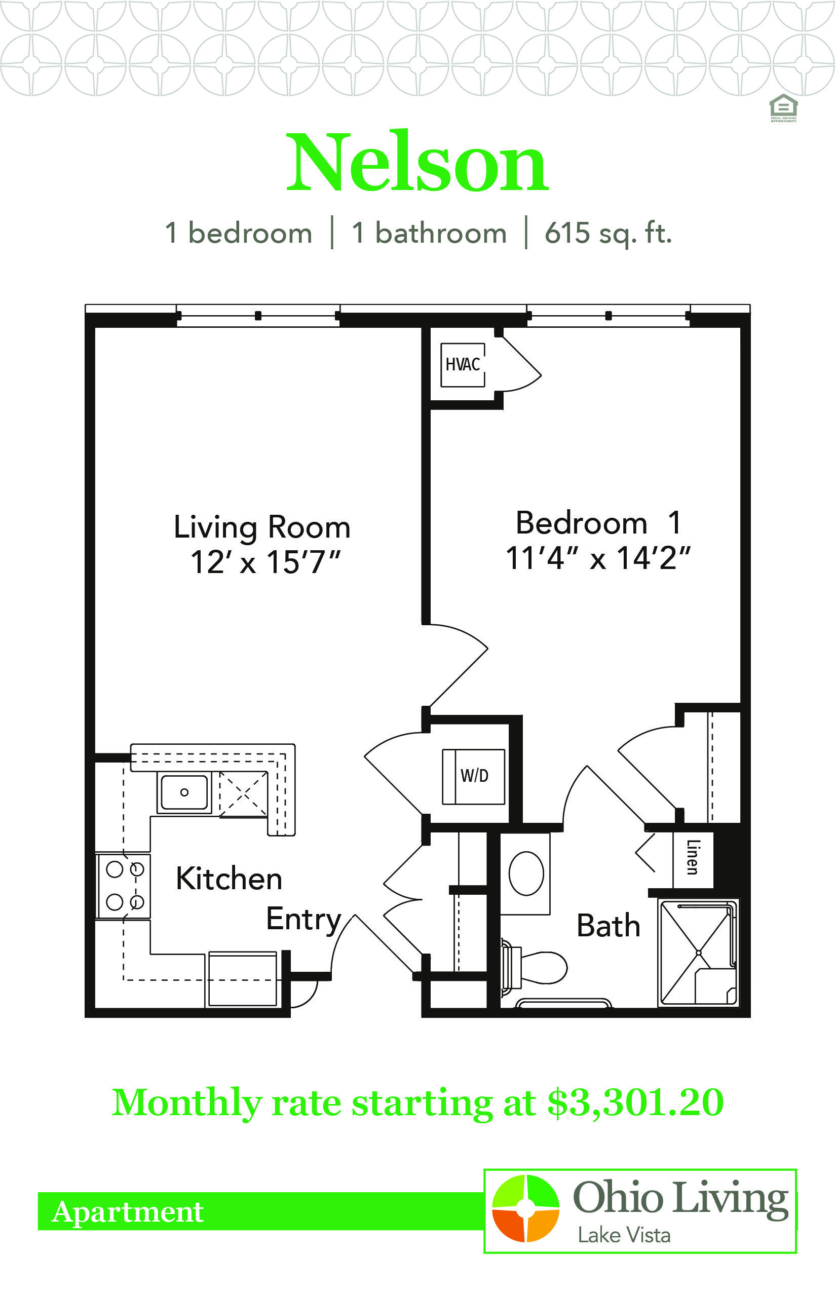 OLLV Apartment Floor Plan with Price Nelson