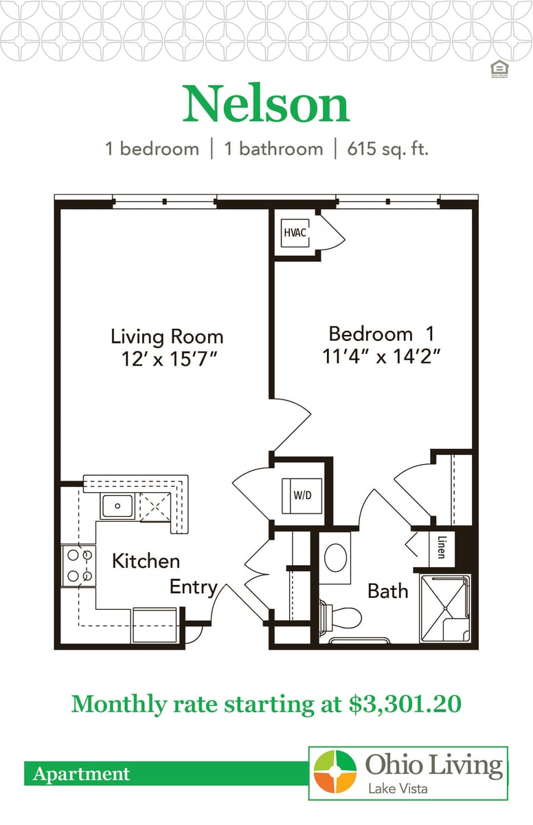 OLLV Apartment Floor Plan with Price Nelson
