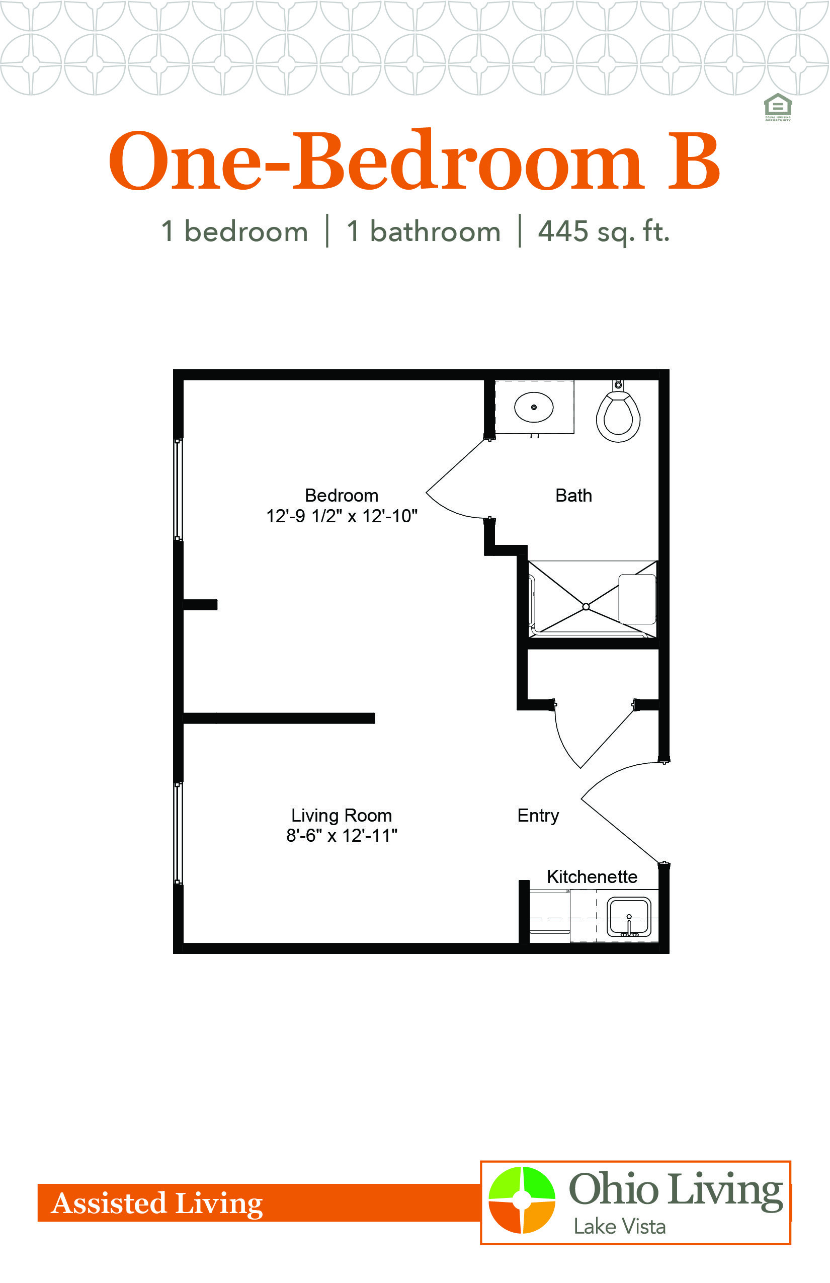 OLLV Assisted Living Floor Plan 1BR B