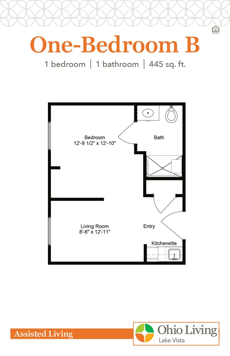 OLLV Assisted Living Floor Plan 1BR B