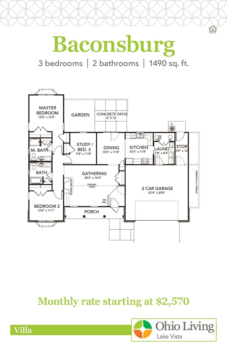 OLLV Villa Floor Plan with Price Baconsburg-1