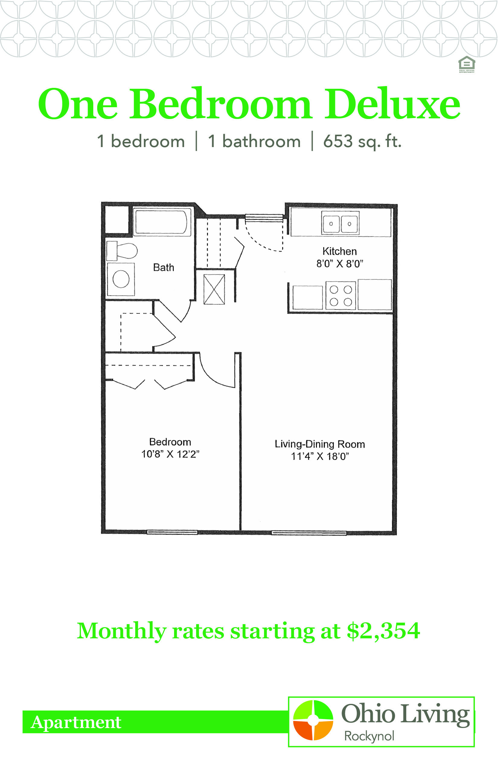 OLRN Independent Living Floor Plans with Price 1BR Deluxe
